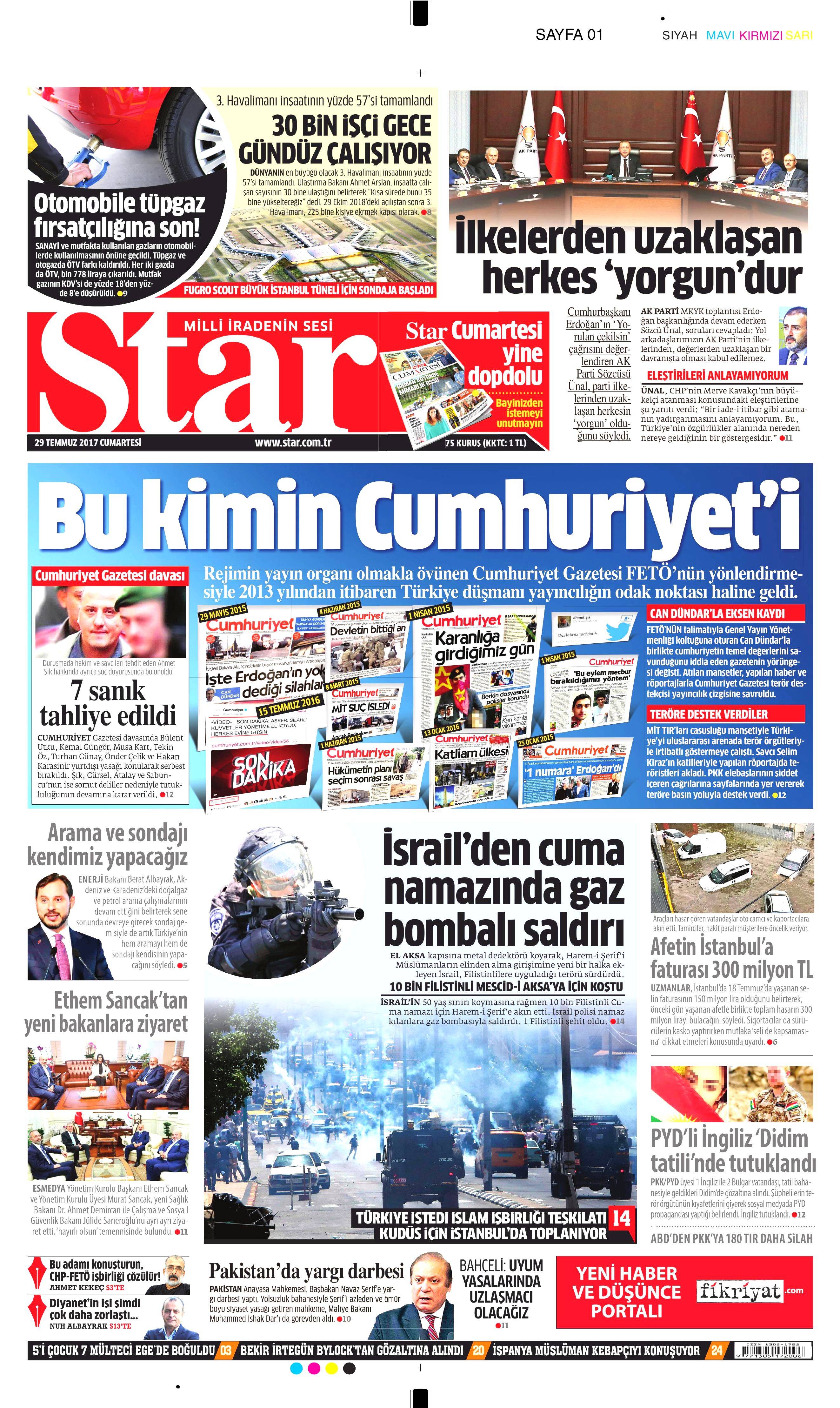 29 Temmuz 2017 gazete manşetleri - 22