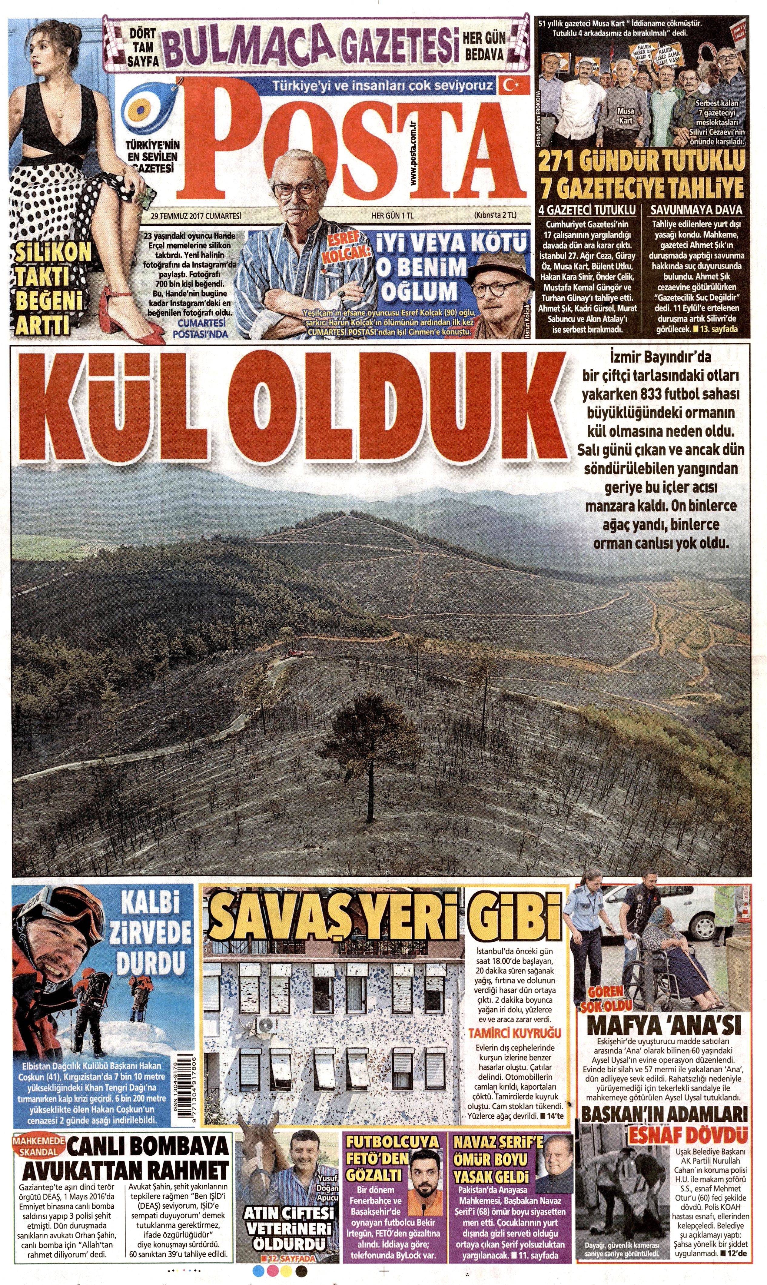 29 Temmuz 2017 gazete manşetleri - 19