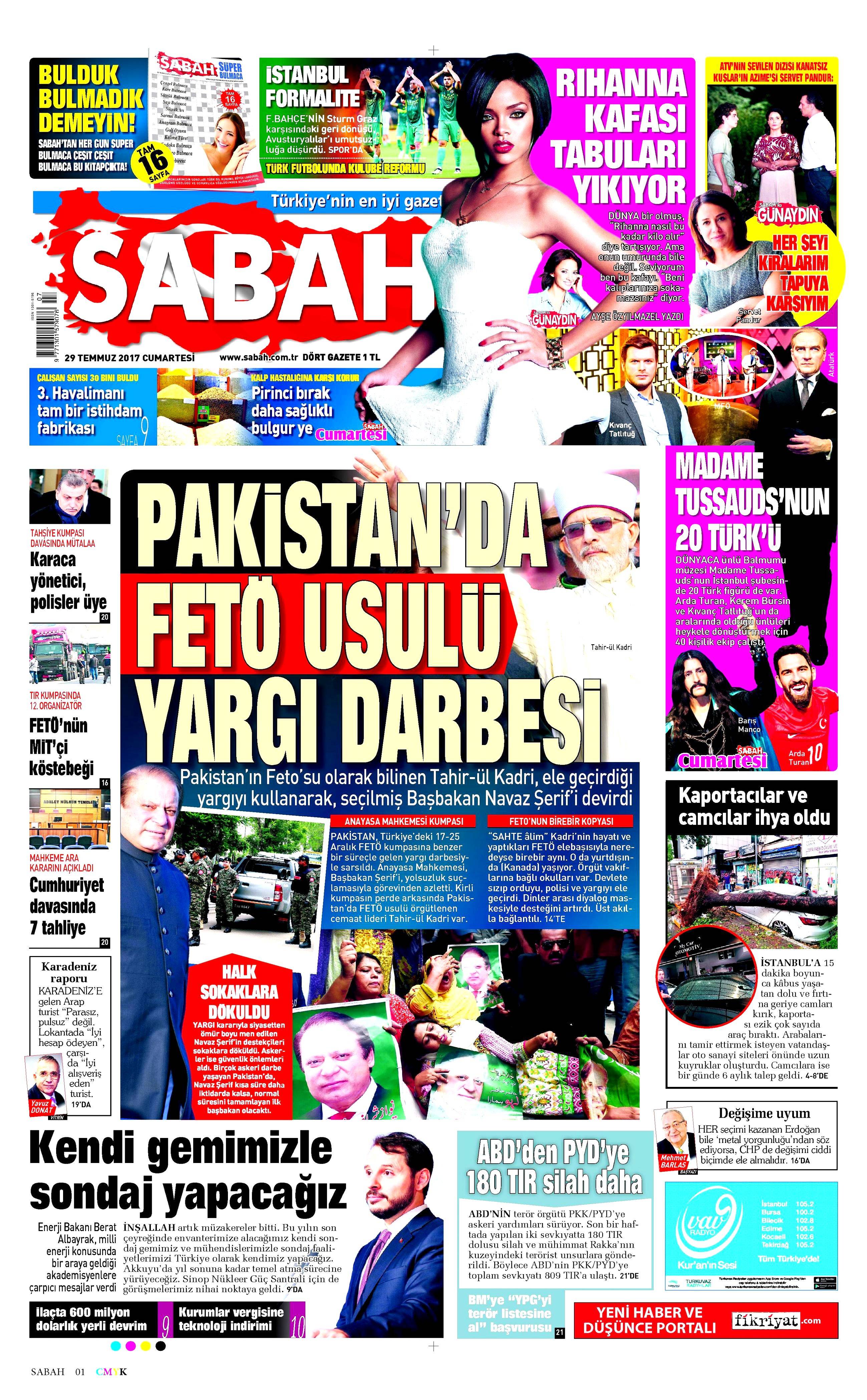 29 Temmuz 2017 gazete manşetleri - 20