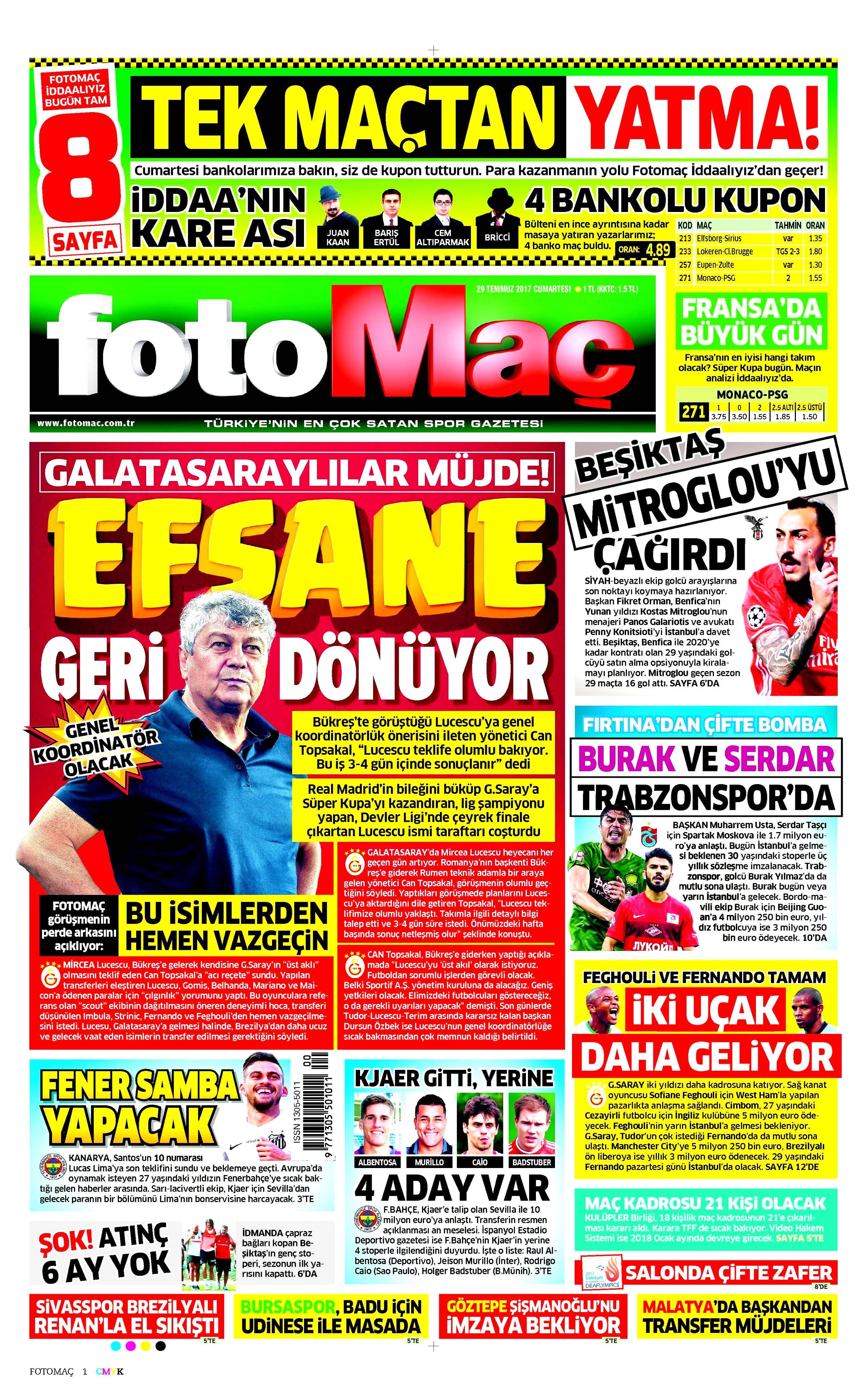 29 Temmuz 2017 gazete manşetleri - 35