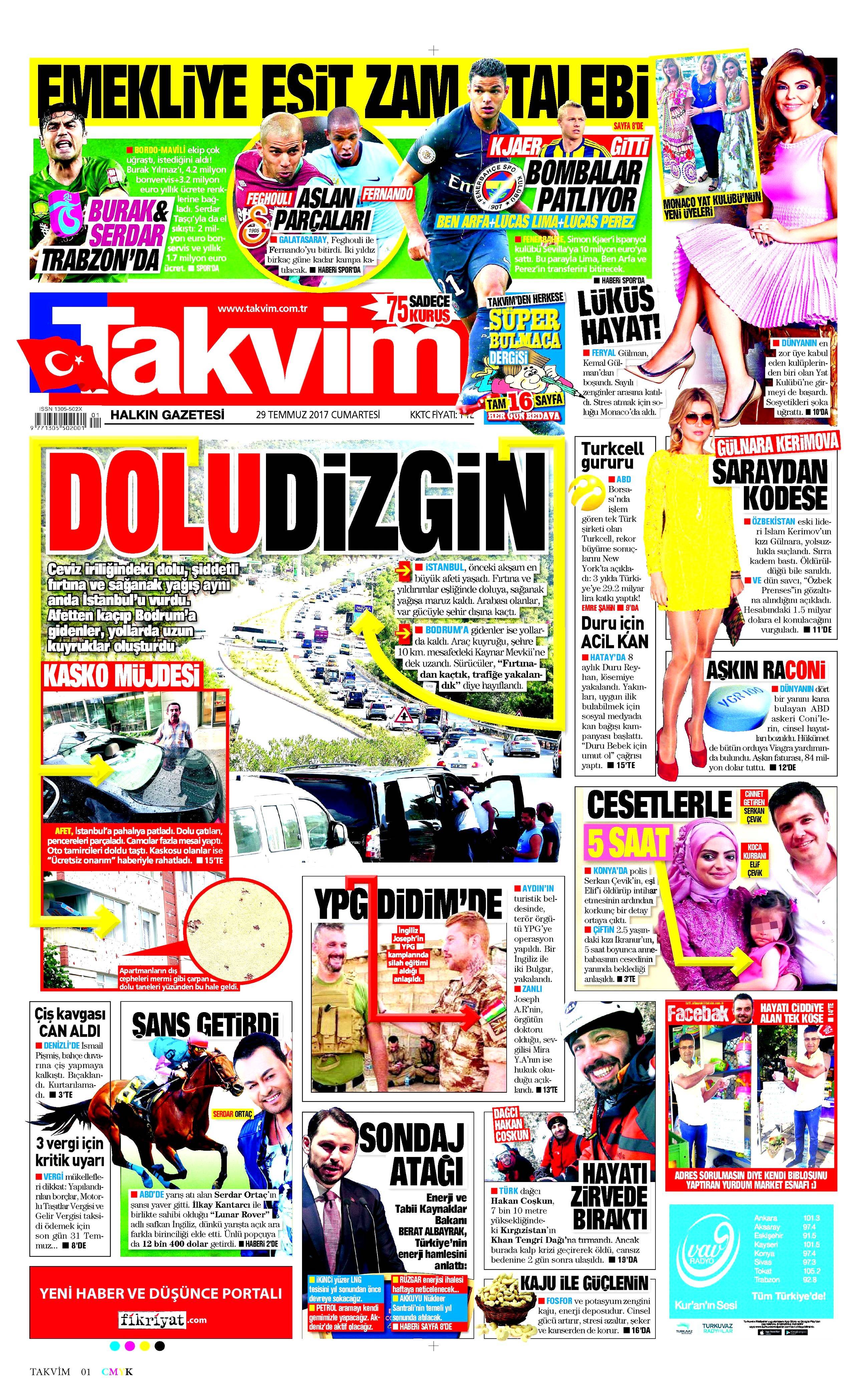 29 Temmuz 2017 gazete manşetleri - 23