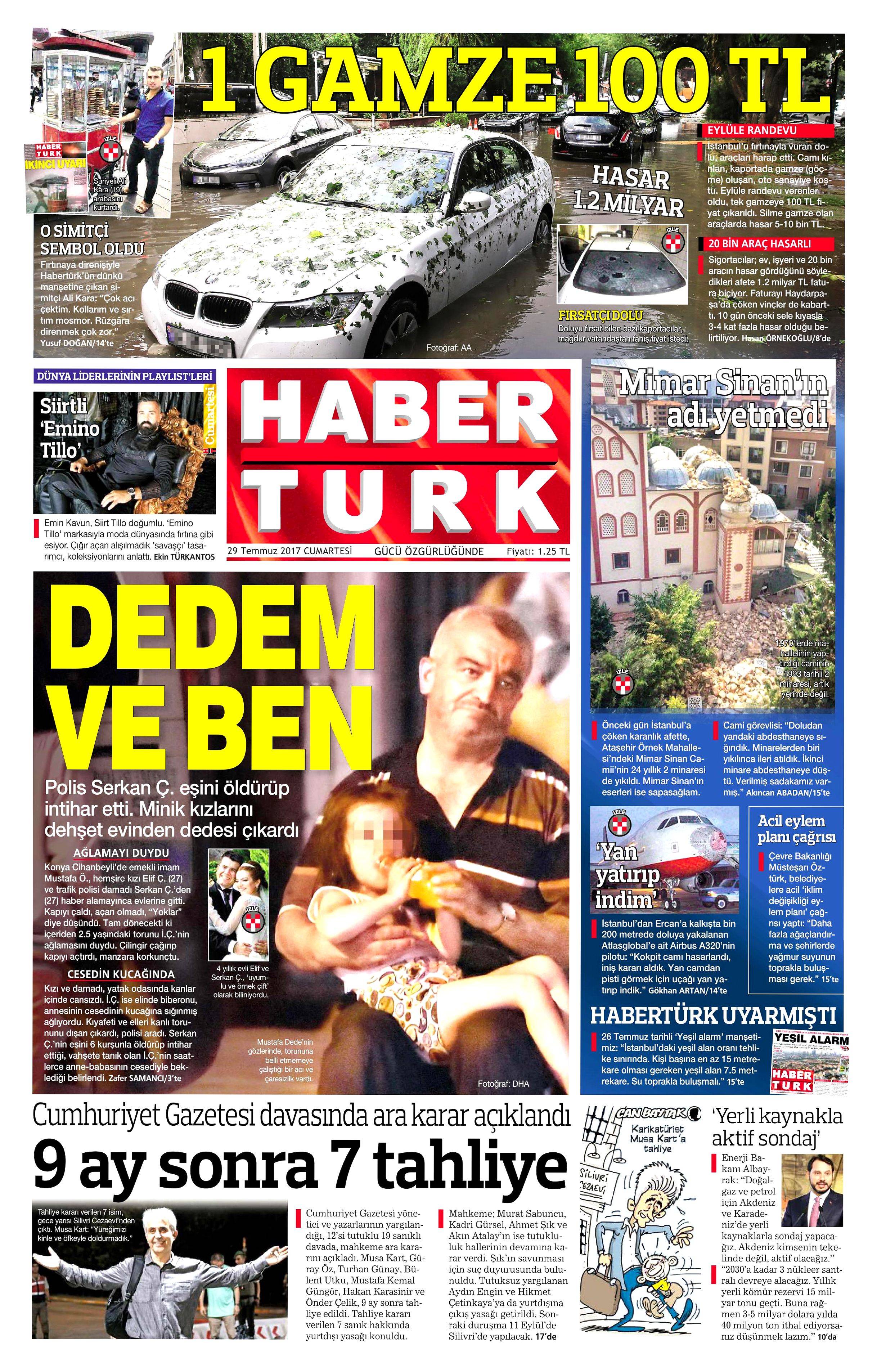 29 Temmuz 2017 gazete manşetleri - 9