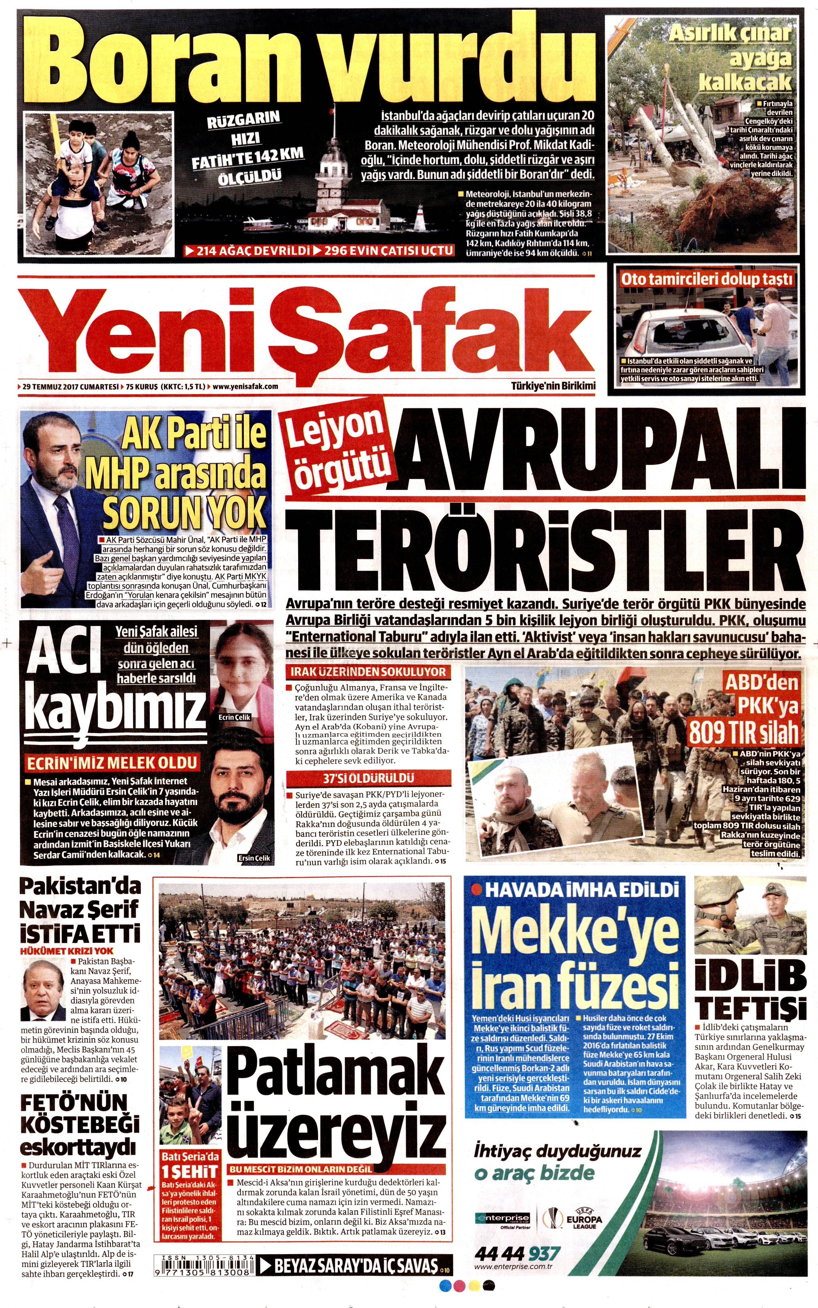 29 Temmuz 2017 gazete manşetleri - 26