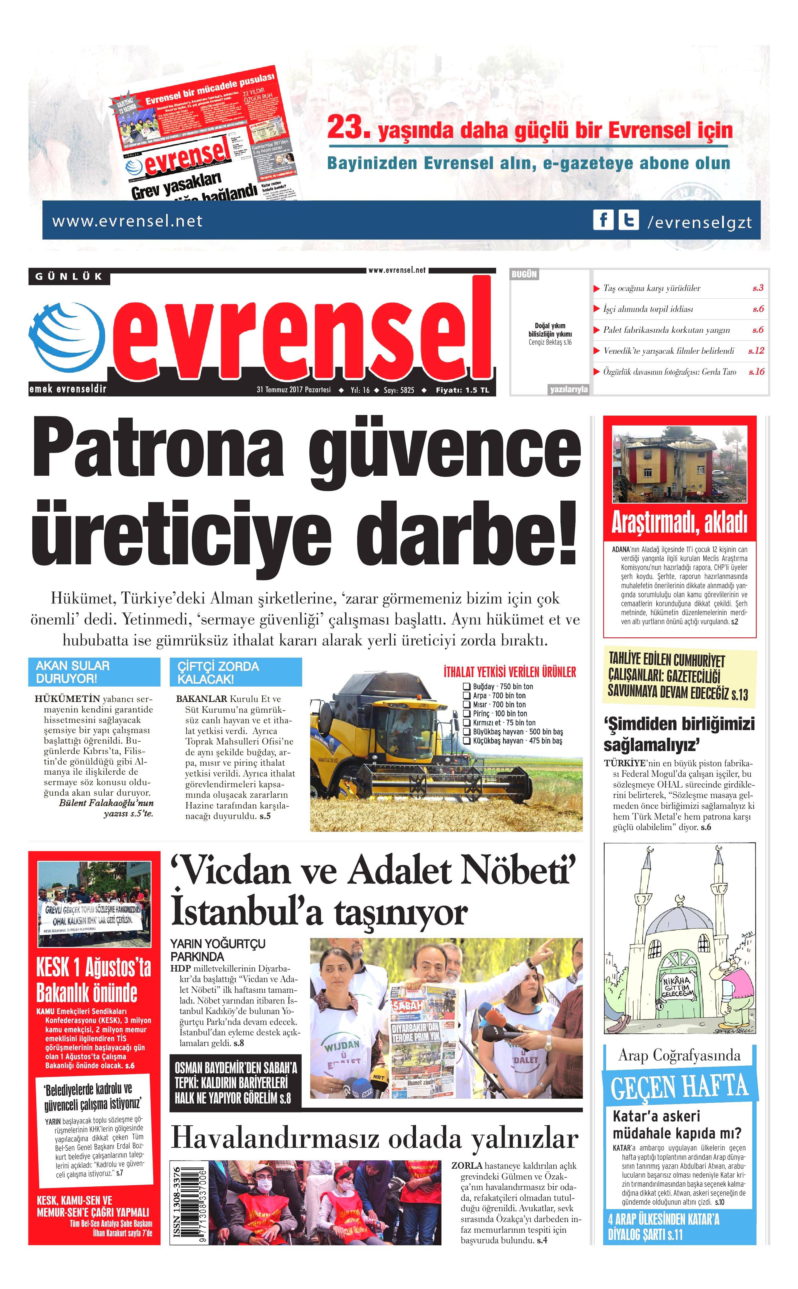 31 Temmuz 2017 gazete manşetleri - 30