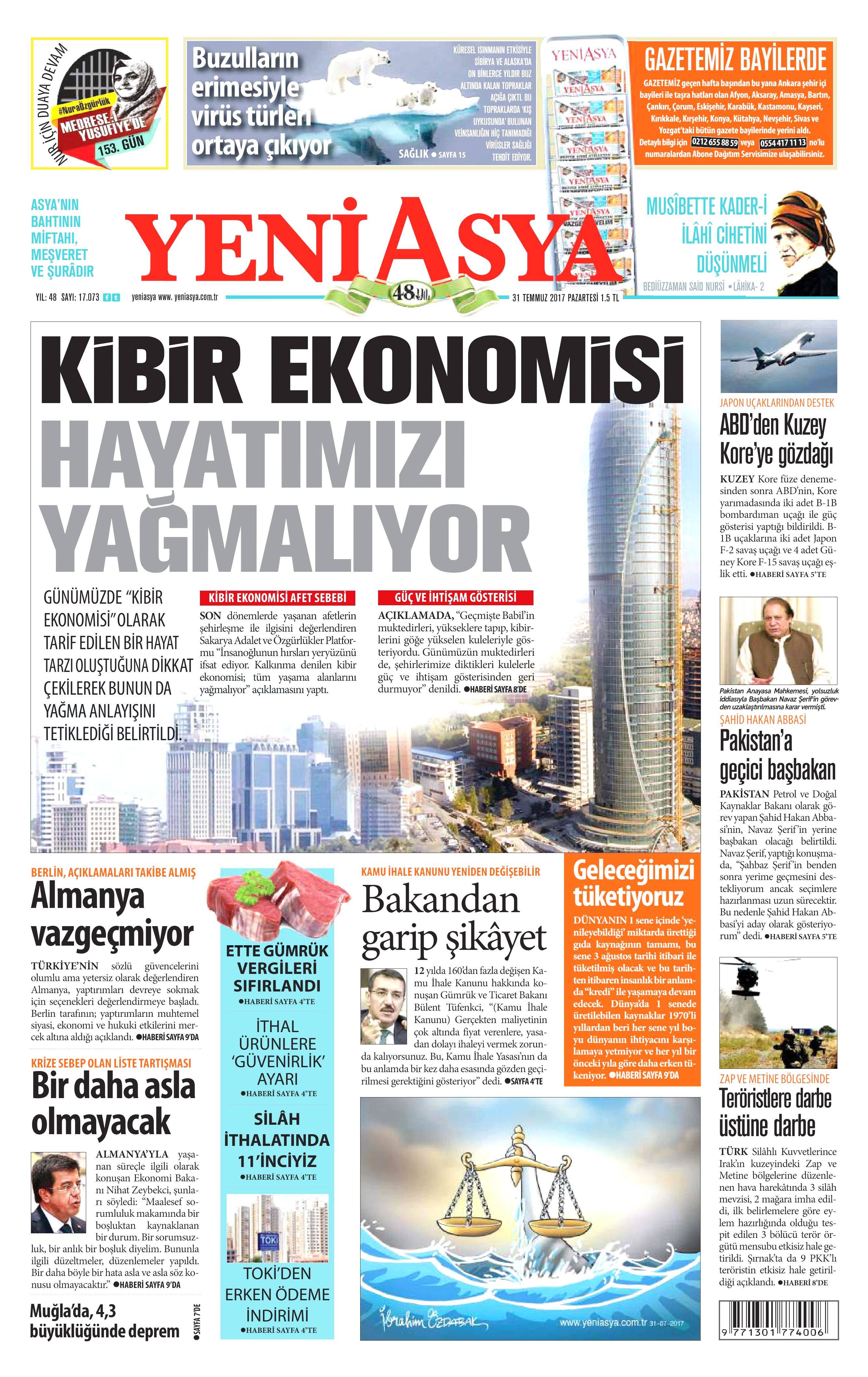 31 Temmuz 2017 gazete manşetleri - 21