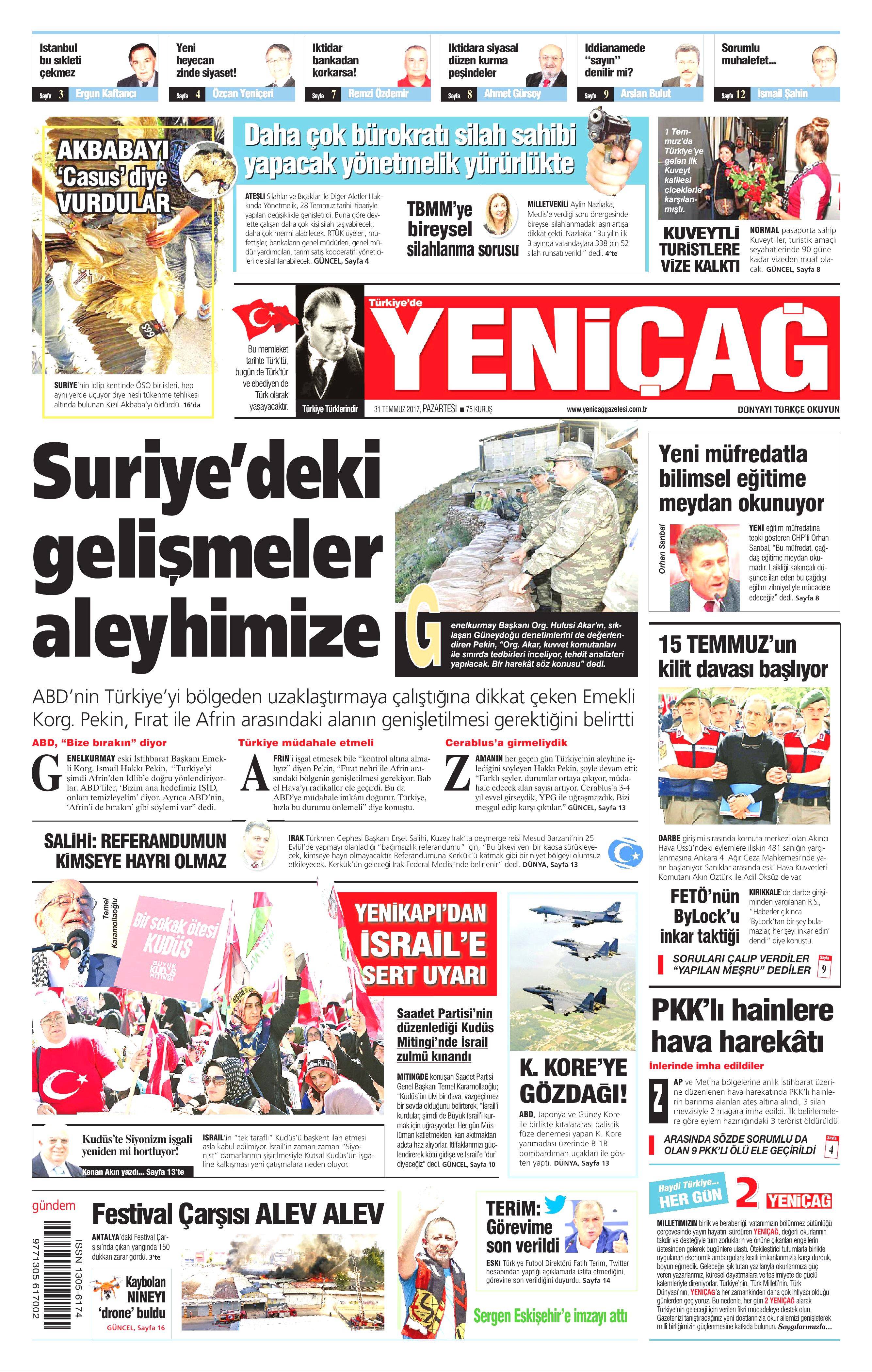 31 Temmuz 2017 gazete manşetleri - 22