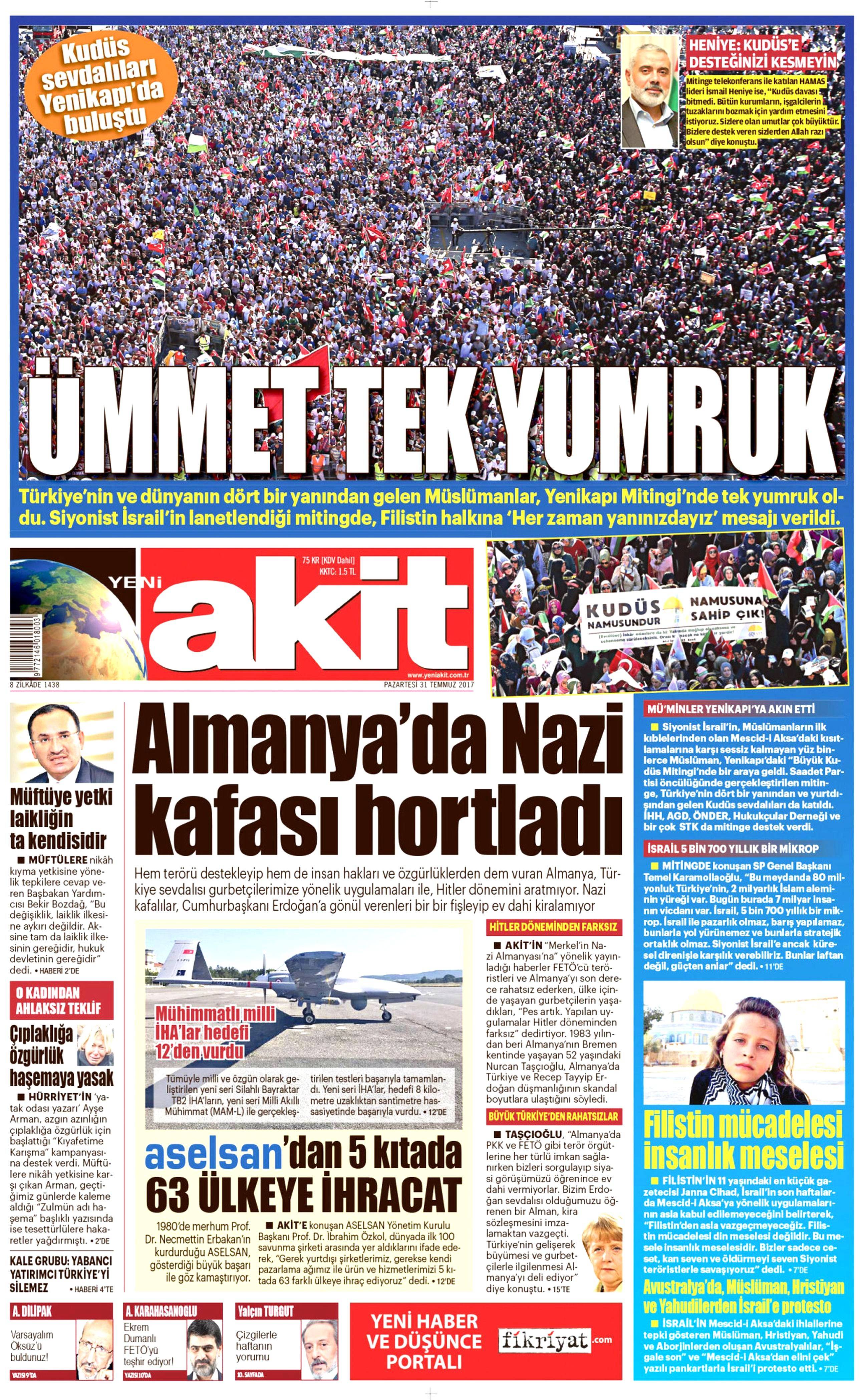 31 Temmuz 2017 gazete manşetleri - 2