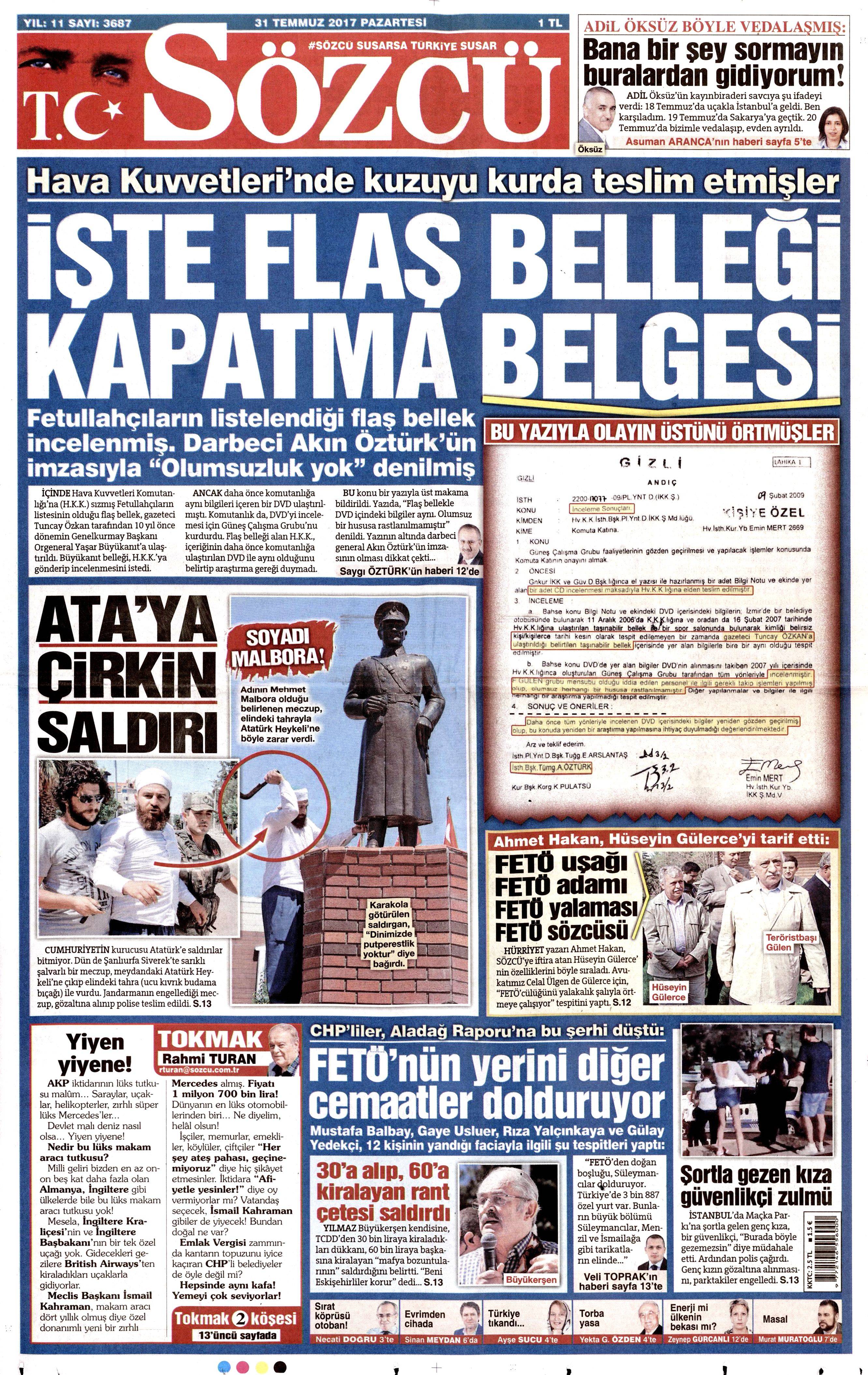 31 Temmuz 2017 gazete manşetleri - 16