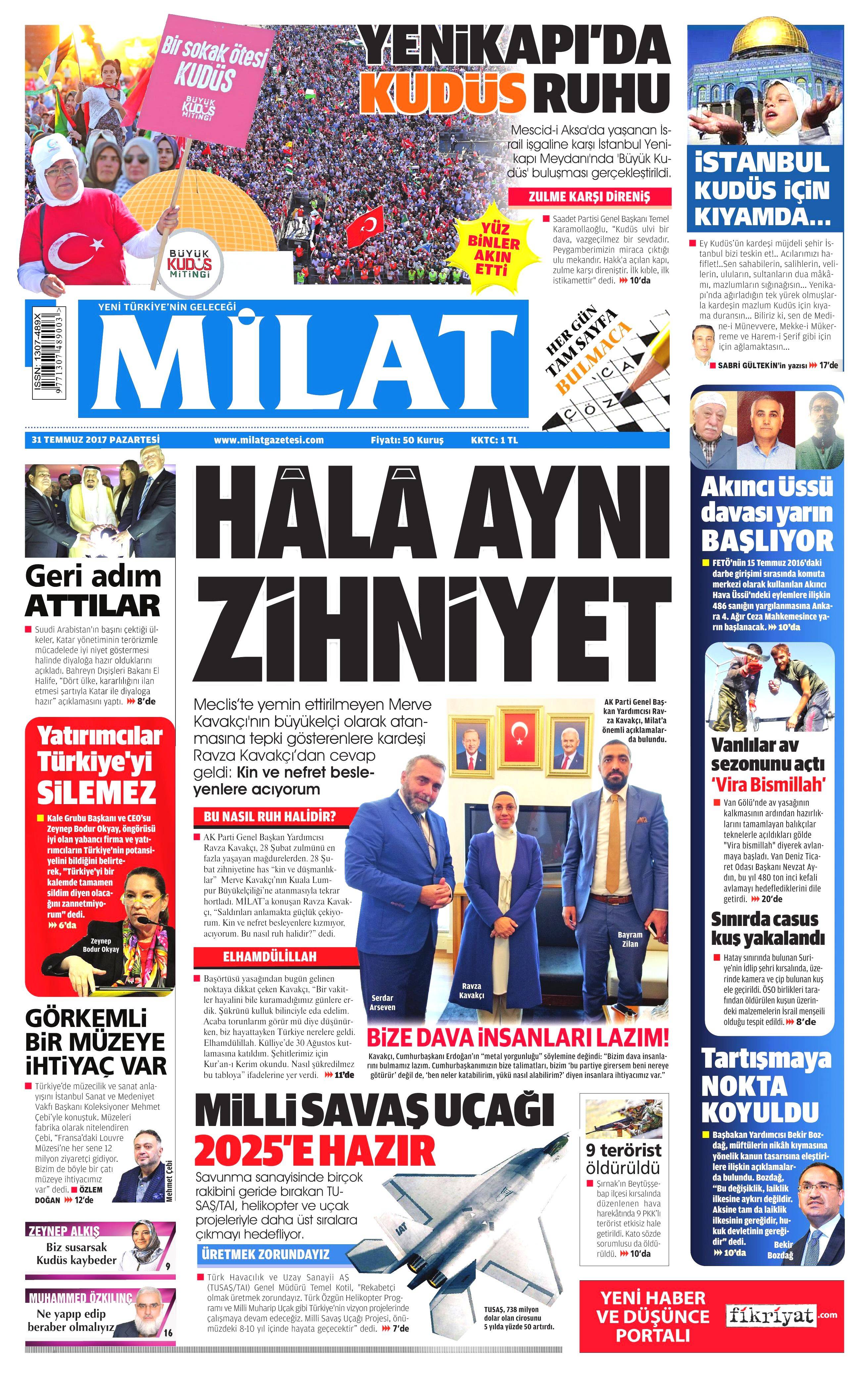 31 Temmuz 2017 gazete manşetleri - 12