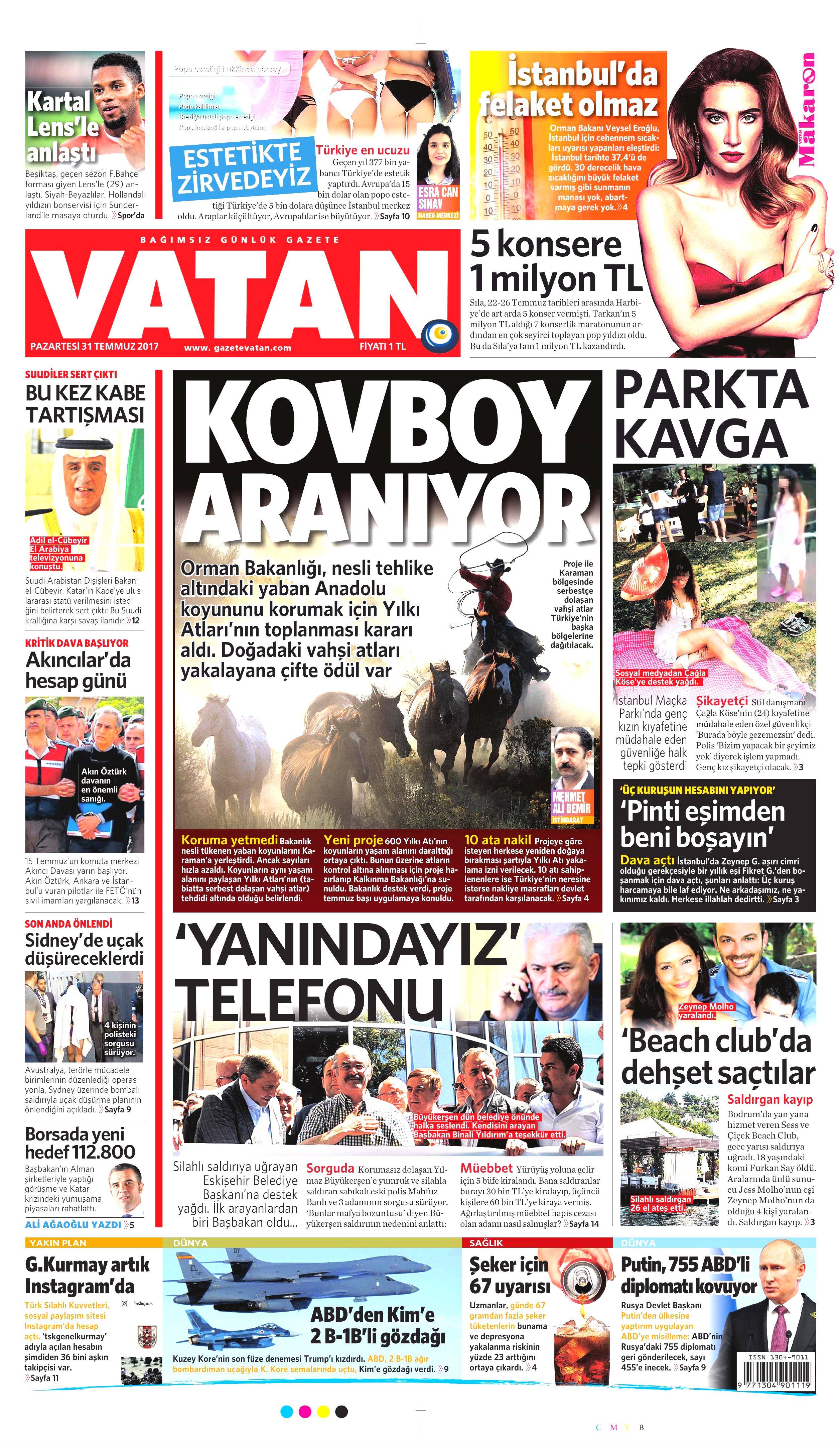 31 Temmuz 2017 gazete manşetleri - 20