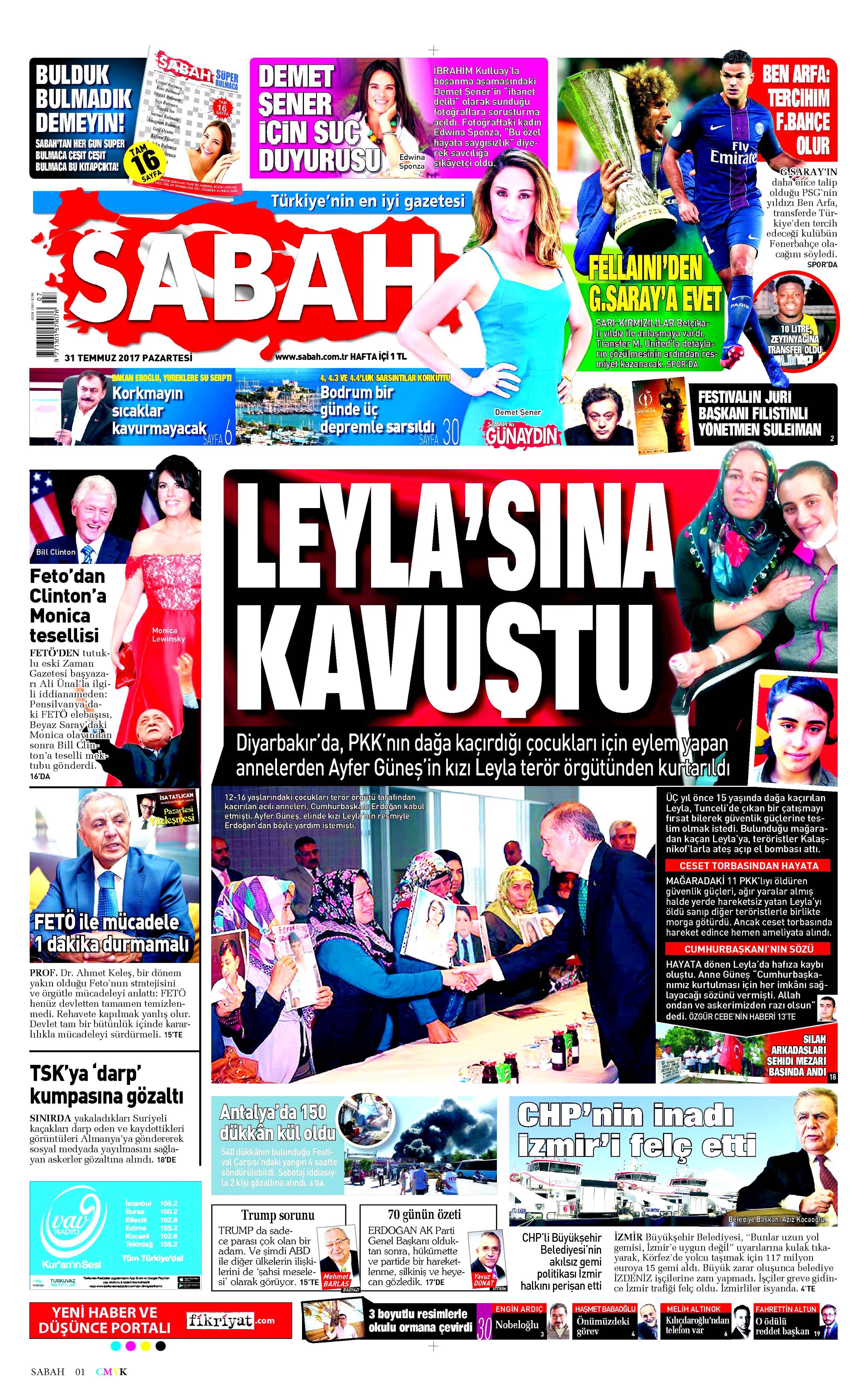 31 Temmuz 2017 gazete manşetleri - 15