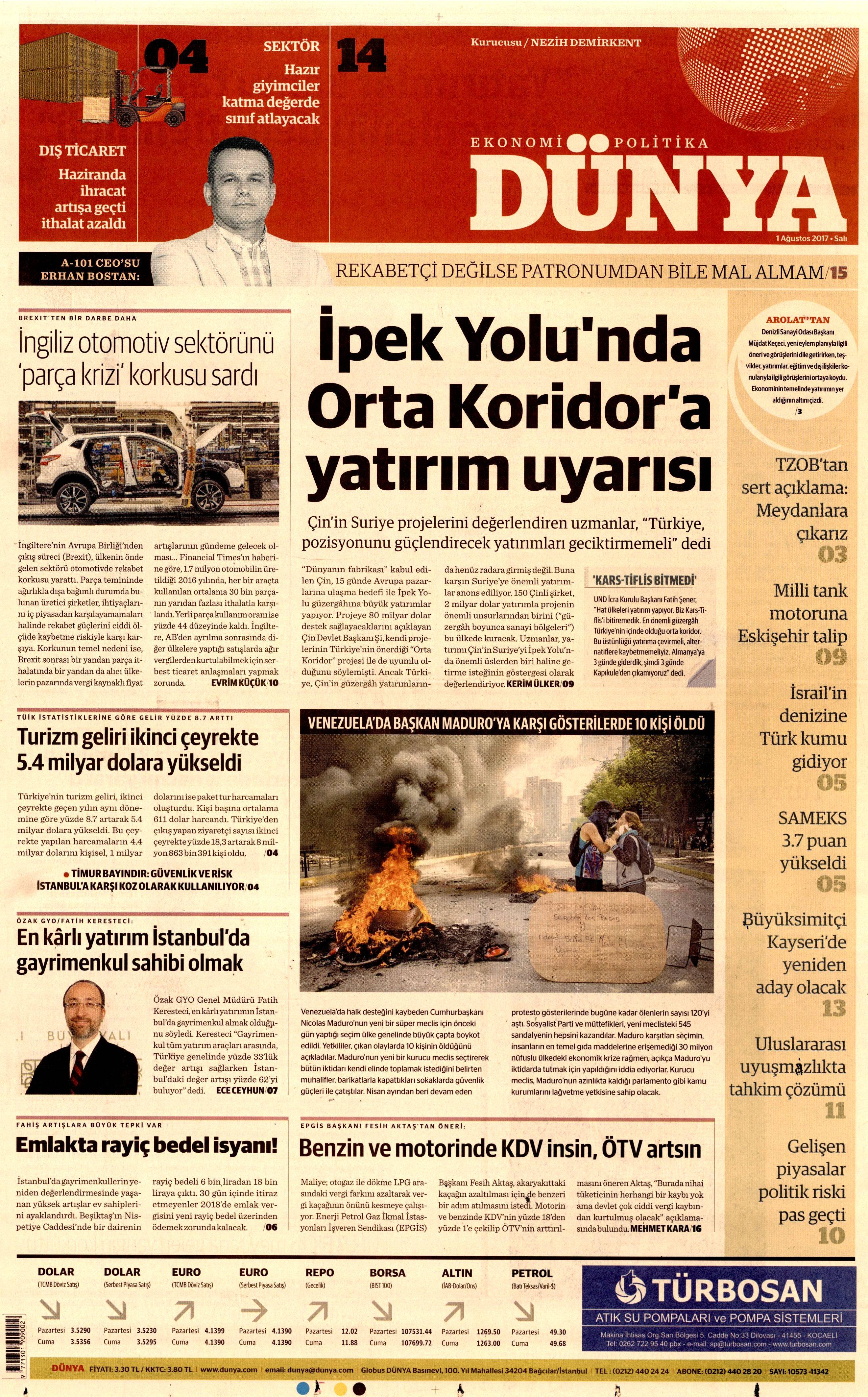 1 Ağustos 2017 gazete manşetleri - 6
