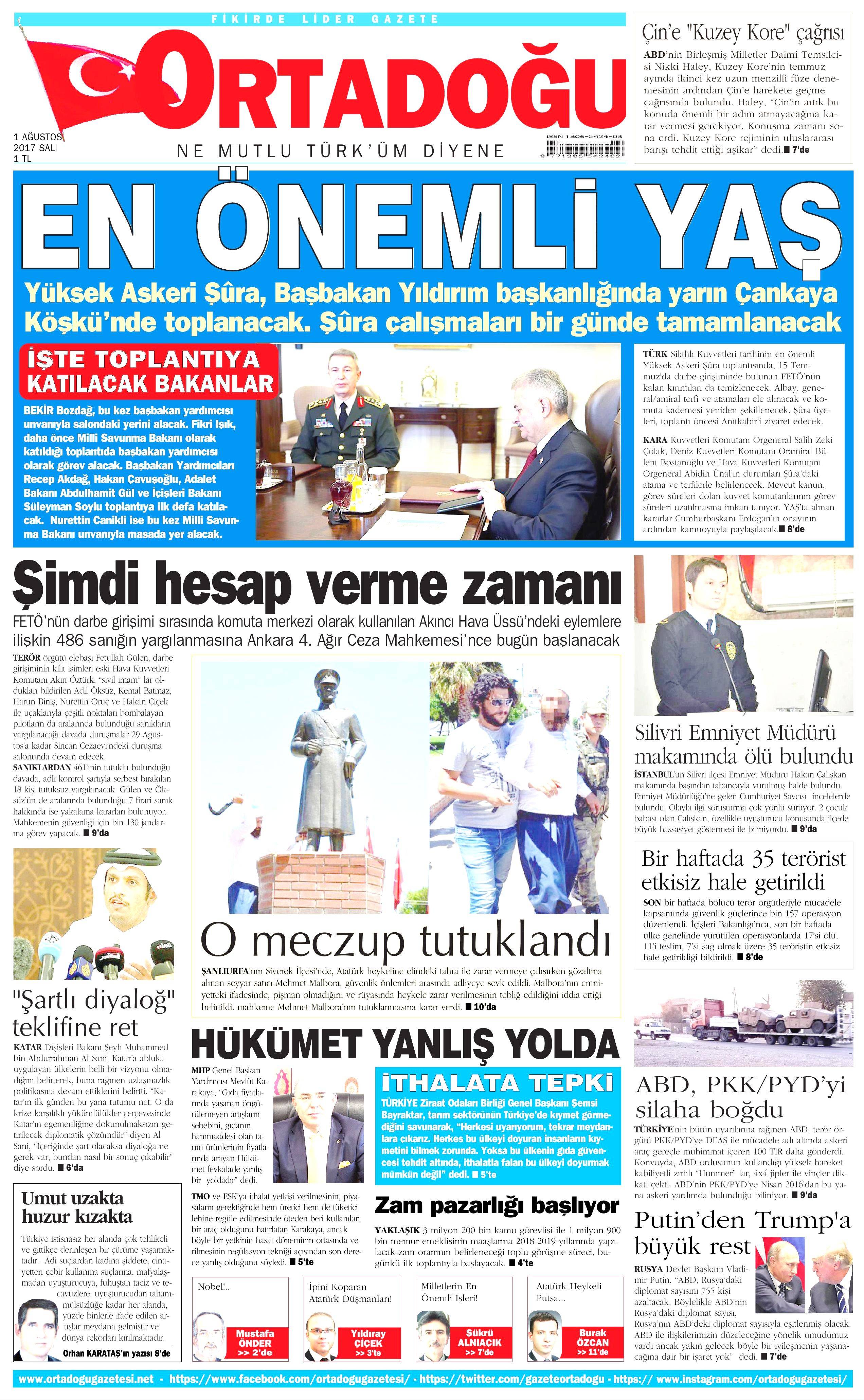 1 Ağustos 2017 gazete manşetleri - 18