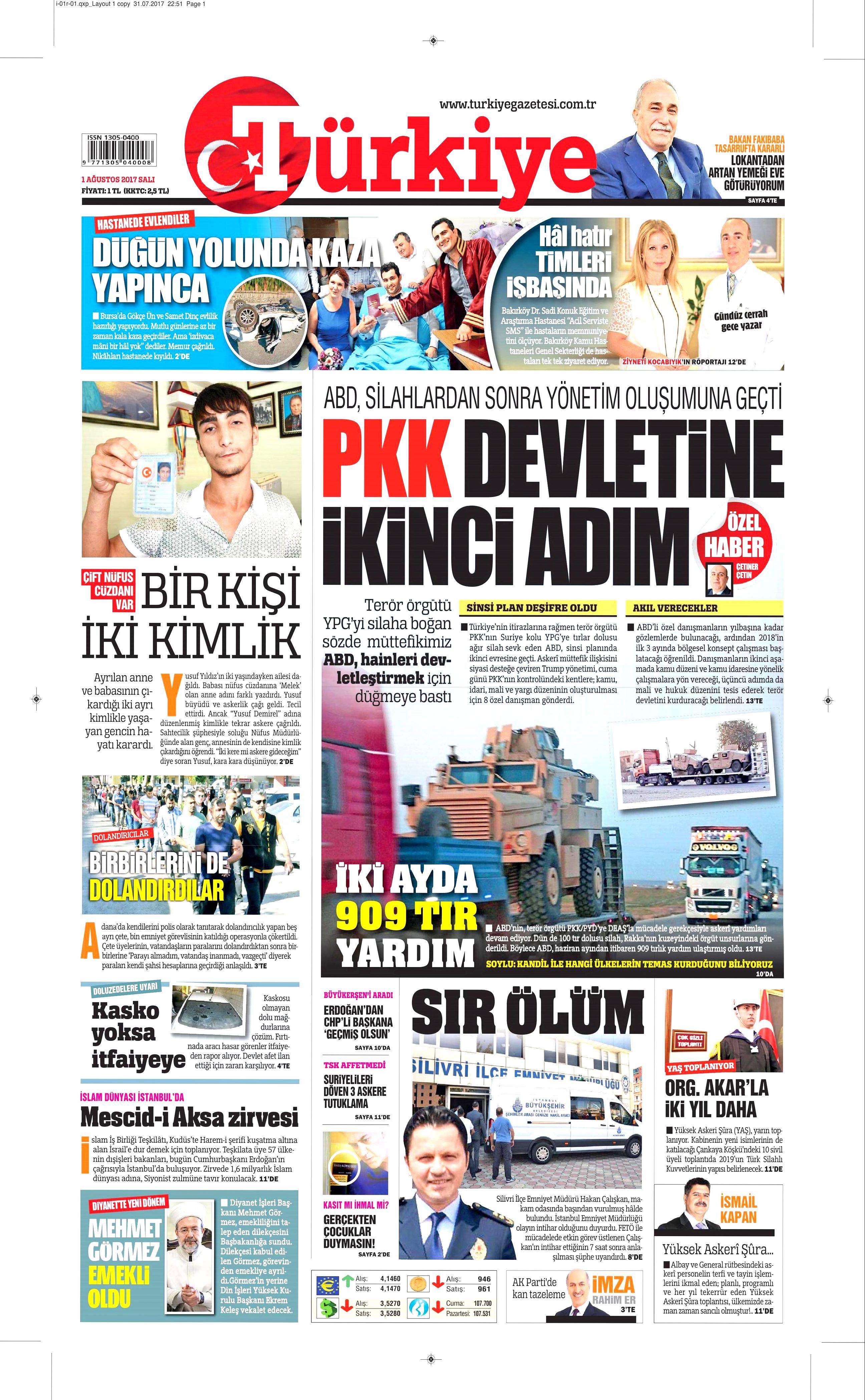 1 Ağustos 2017 gazete manşetleri - 24