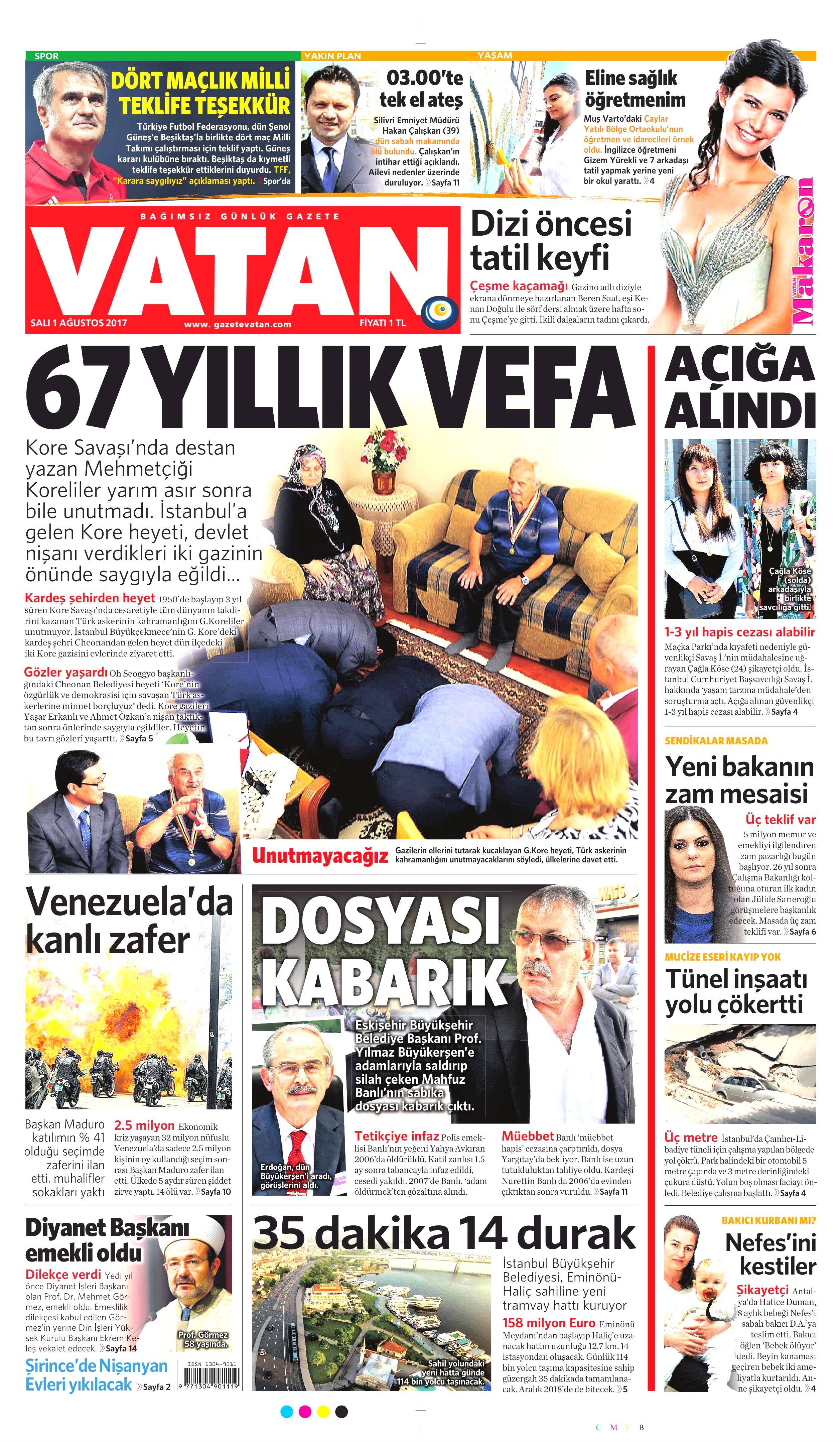 1 Ağustos 2017 gazete manşetleri - 25
