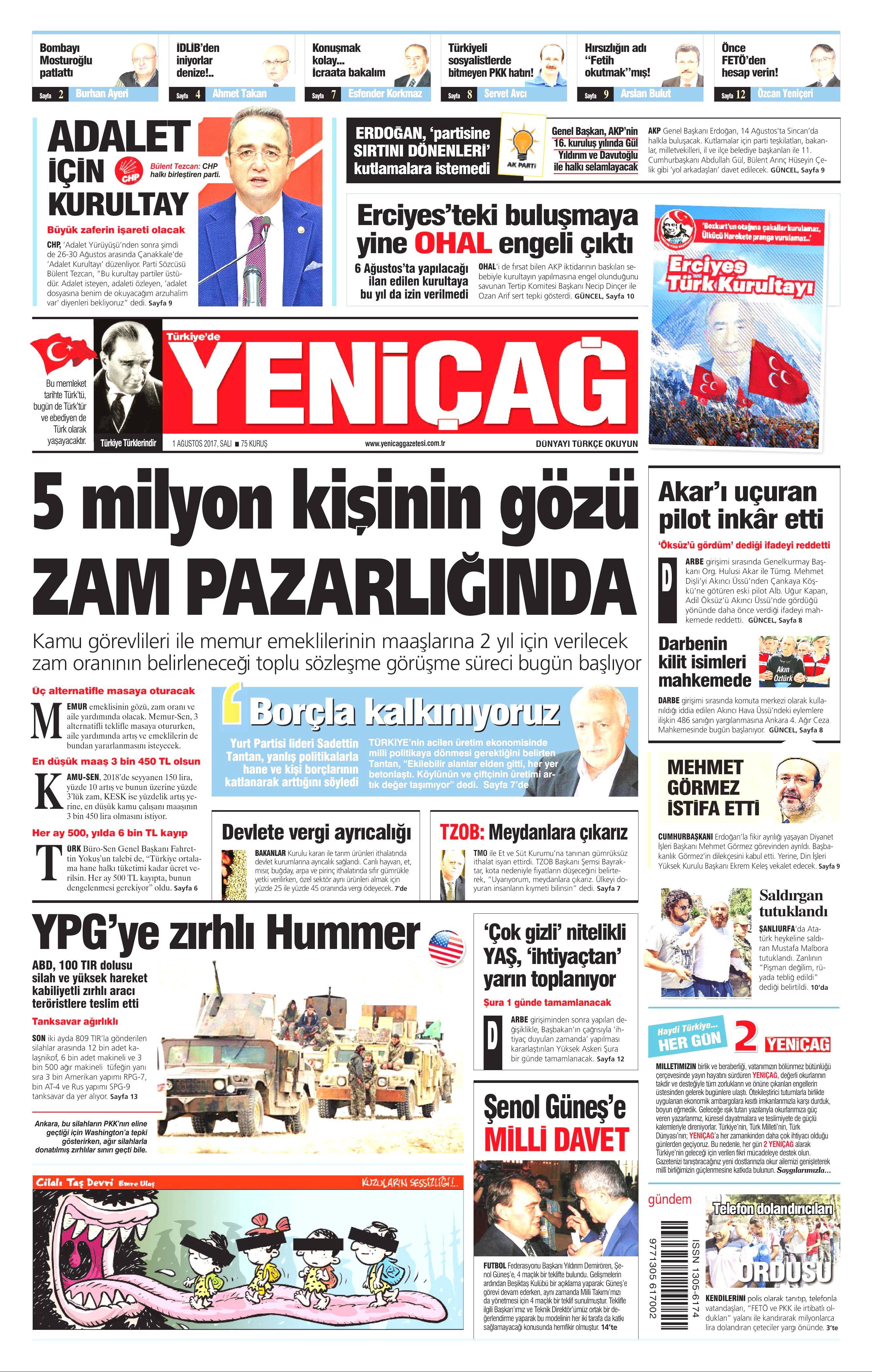 1 Ağustos 2017 gazete manşetleri - 27