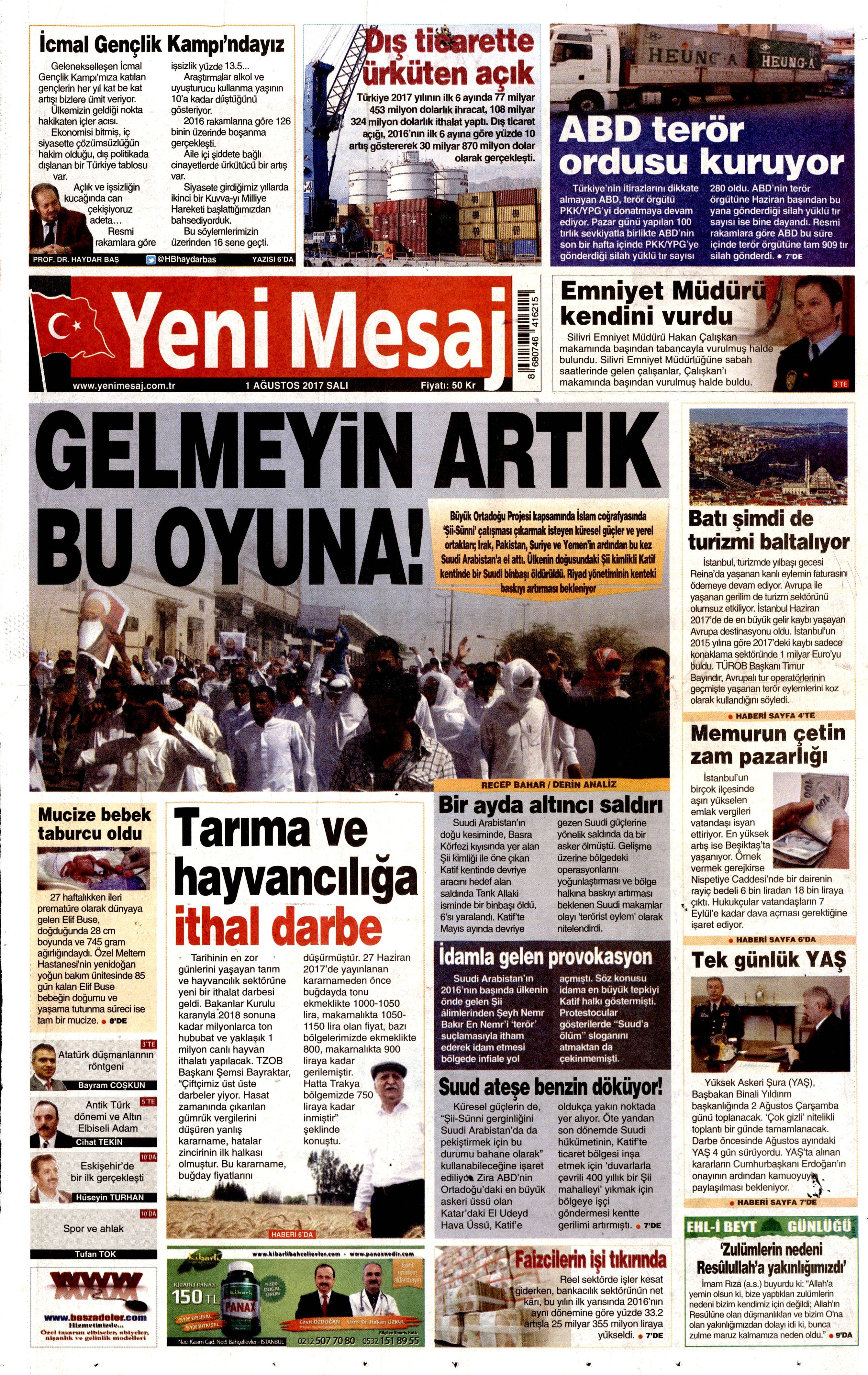 1 Ağustos 2017 gazete manşetleri - 26