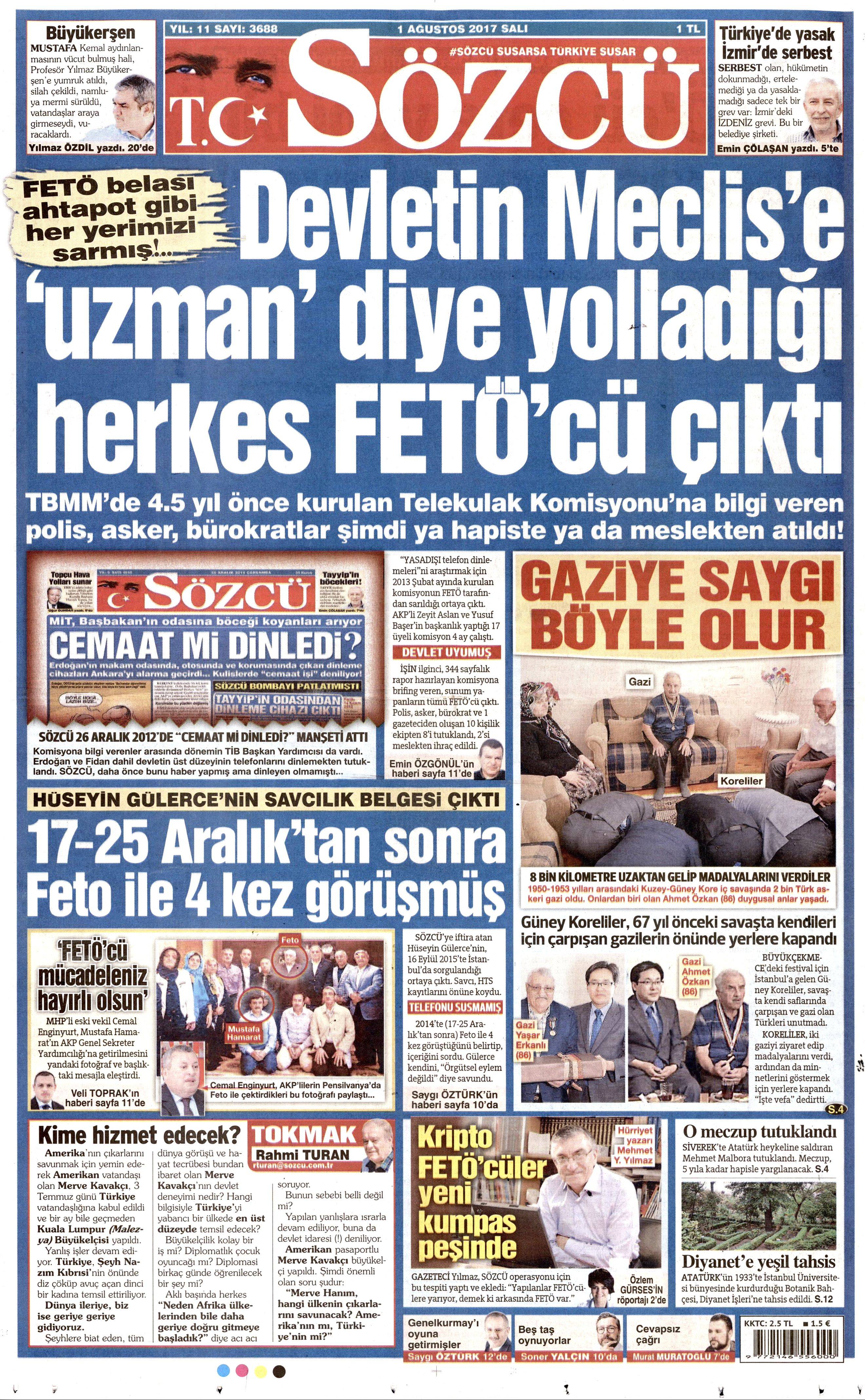 1 Ağustos 2017 gazete manşetleri - 22