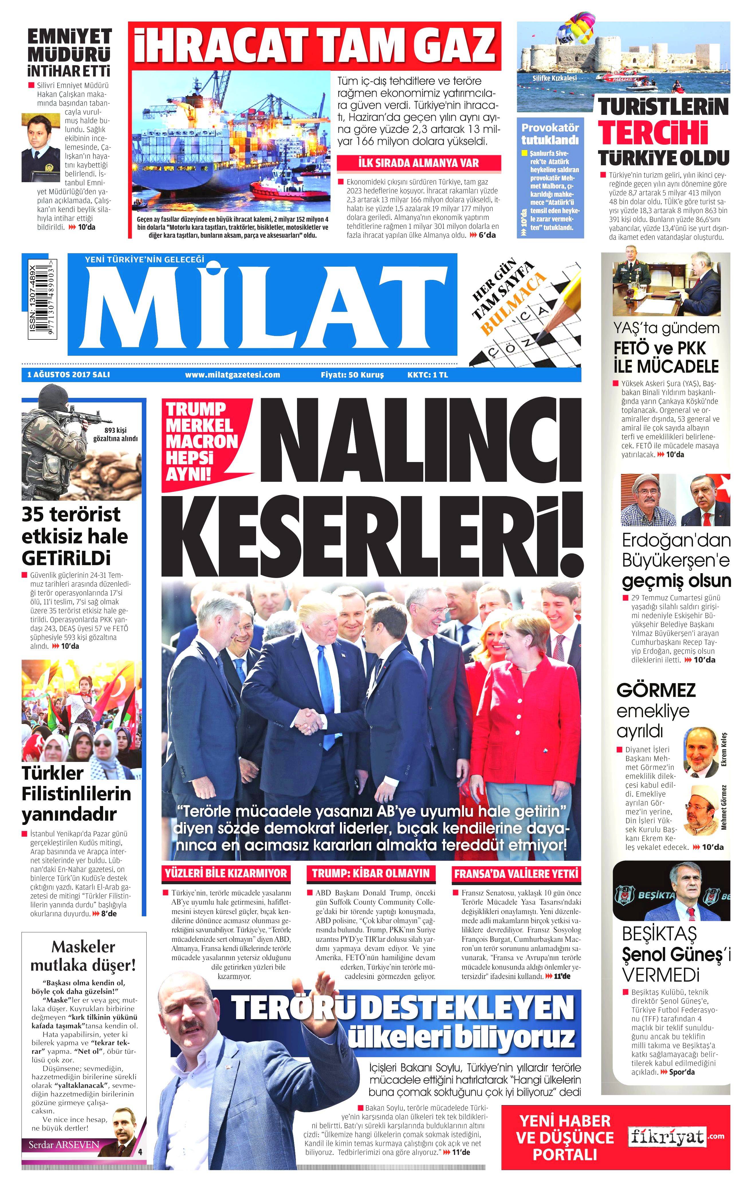 1 Ağustos 2017 gazete manşetleri - 17