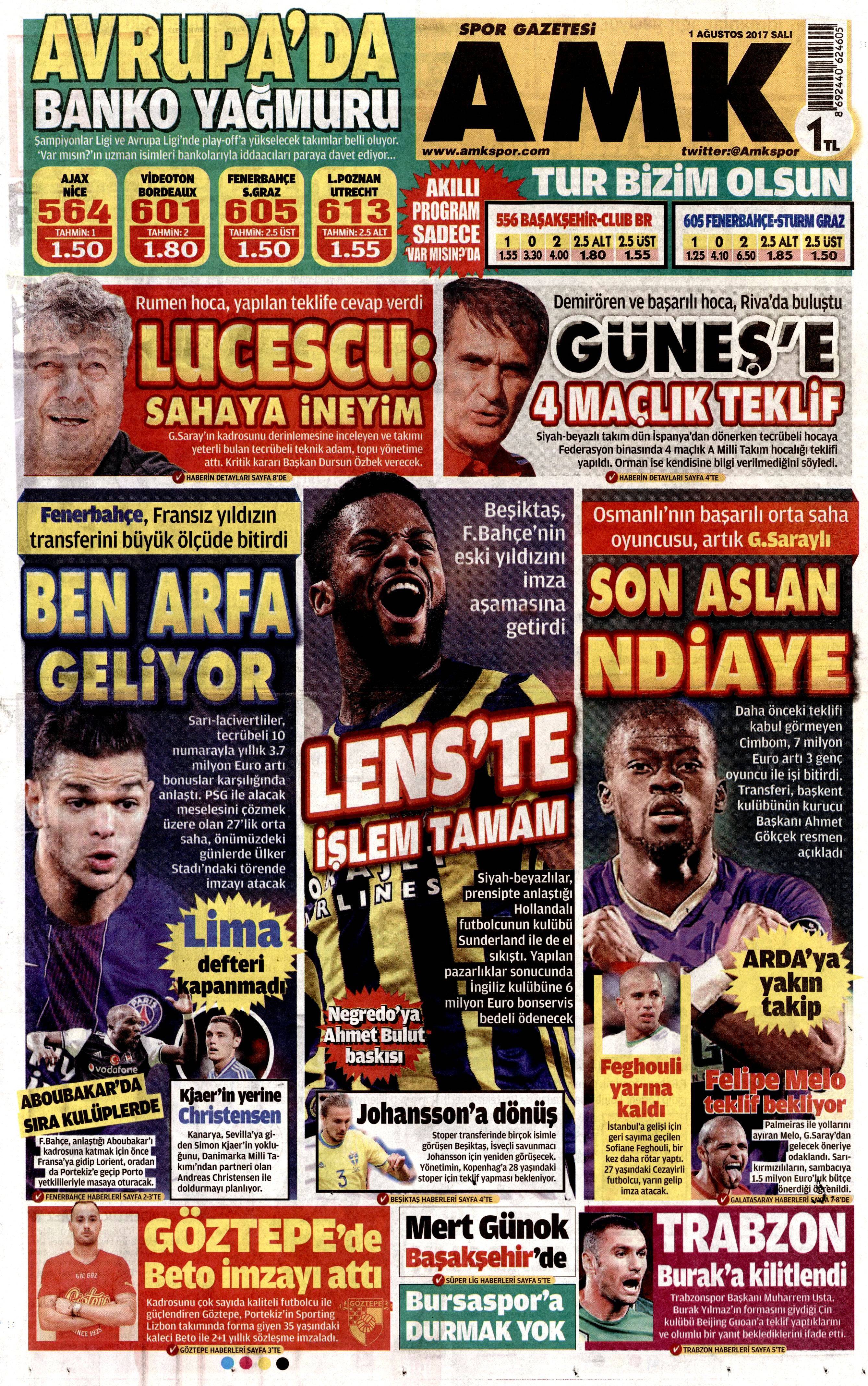 1 Ağustos 2017 gazete manşetleri - 33