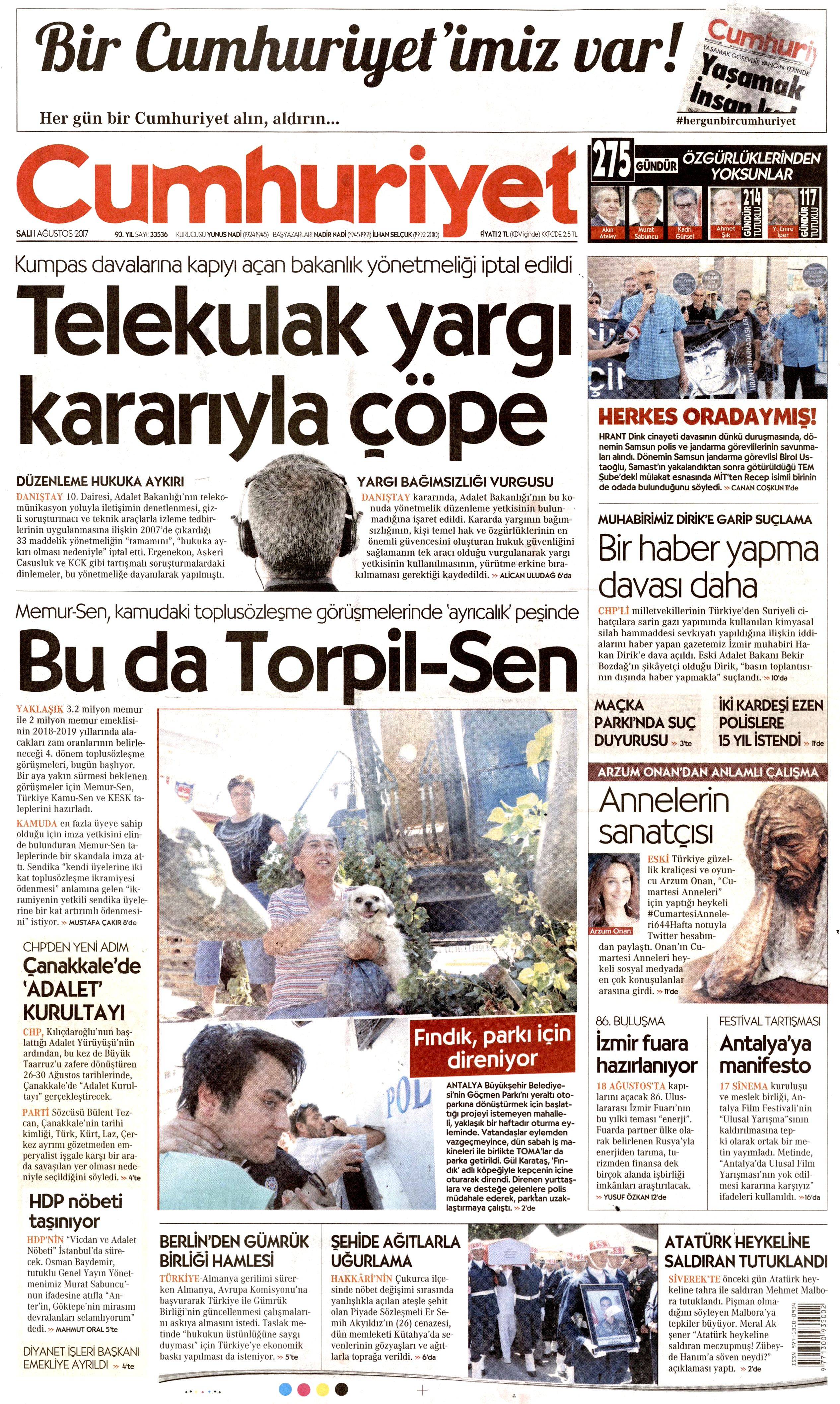 1 Ağustos 2017 gazete manşetleri - 38