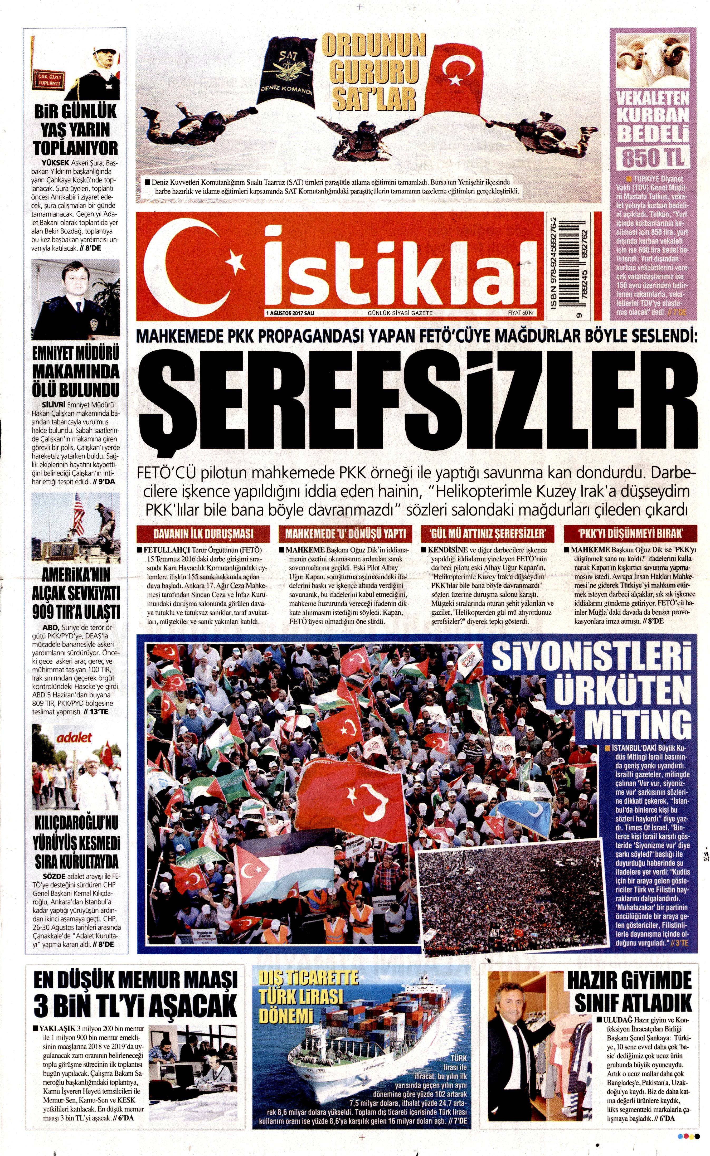 1 Ağustos 2017 gazete manşetleri - 12