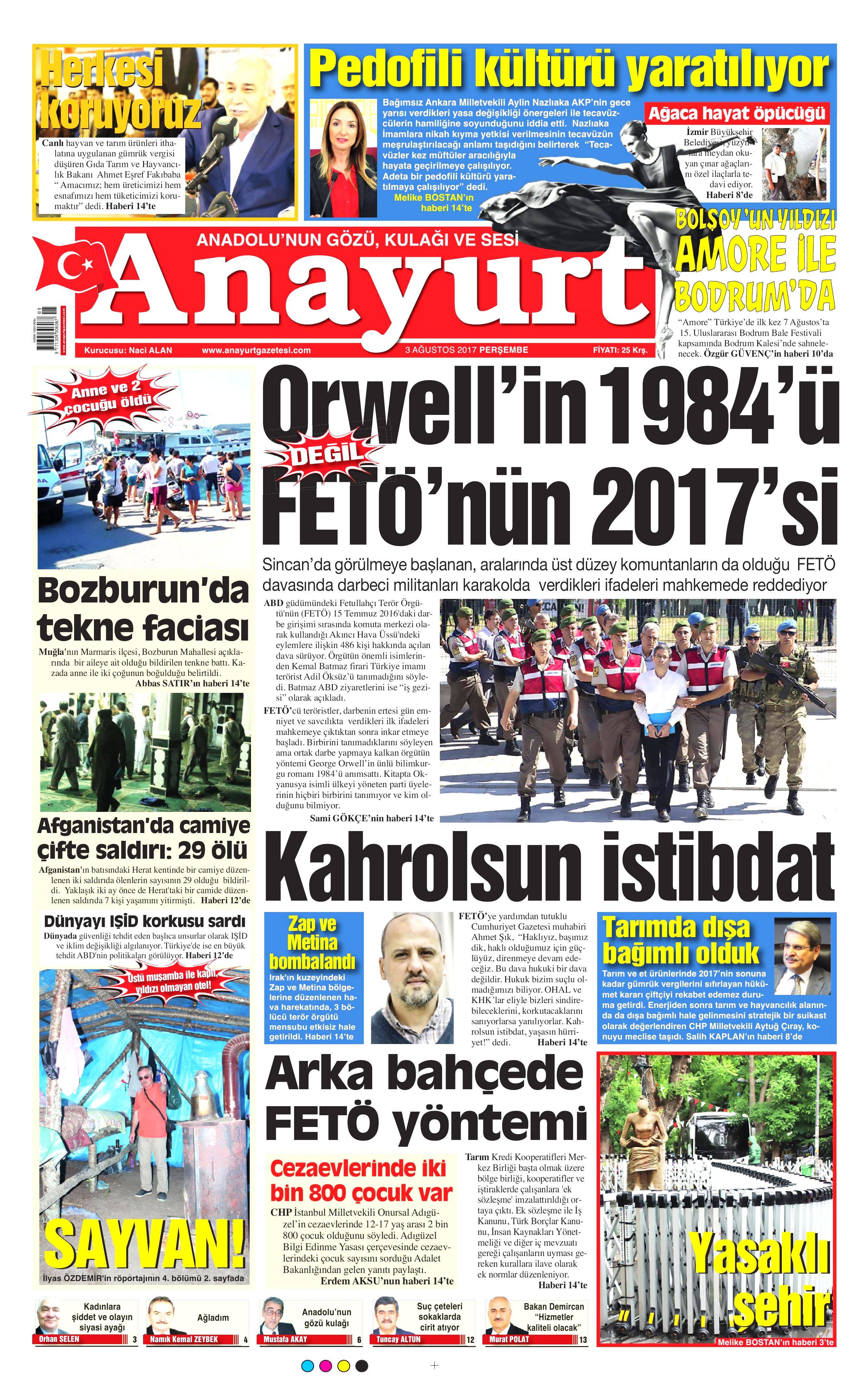 3 Ağustos 2017 gazete manşetleri - 3