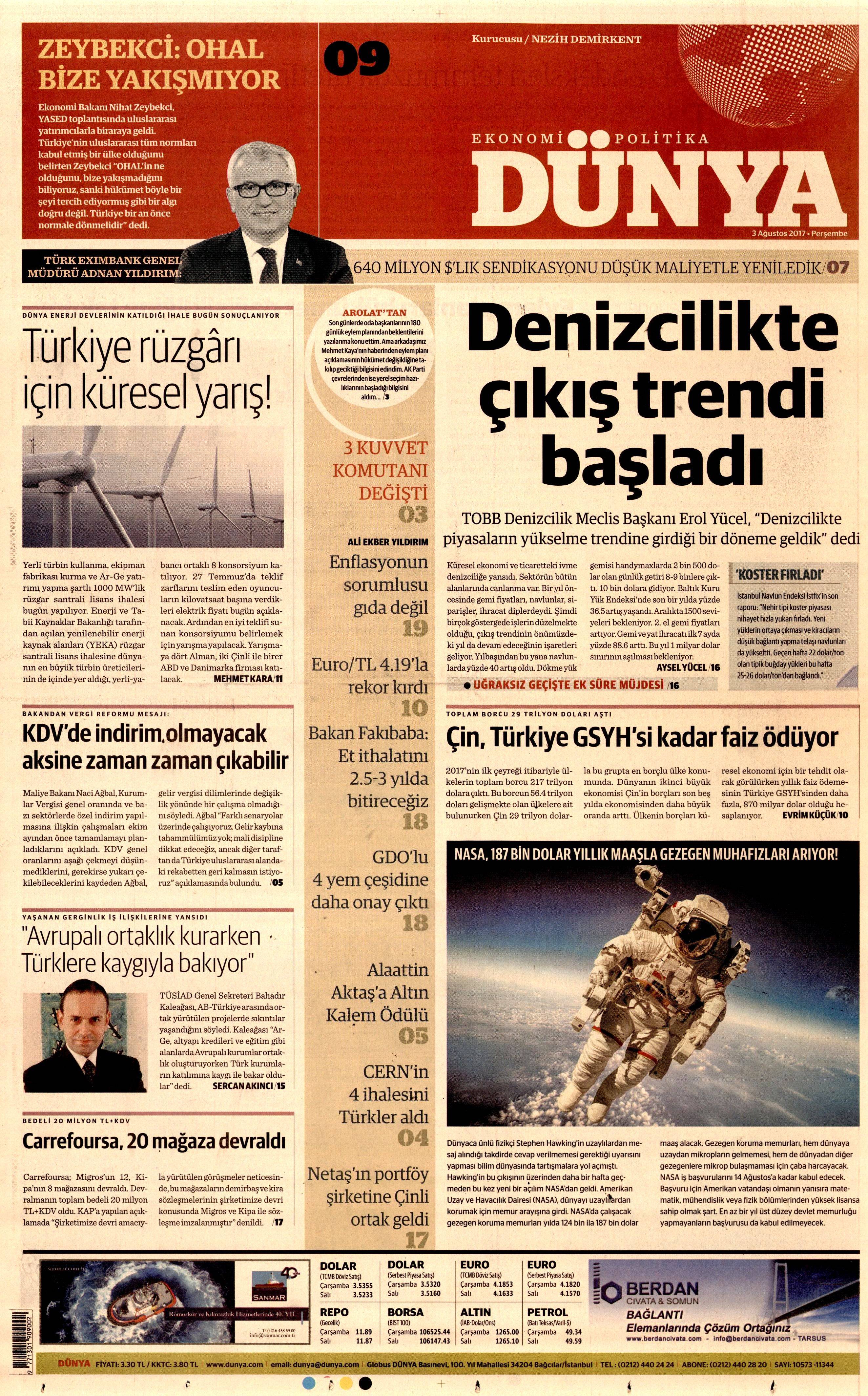 3 Ağustos 2017 gazete manşetleri - 6