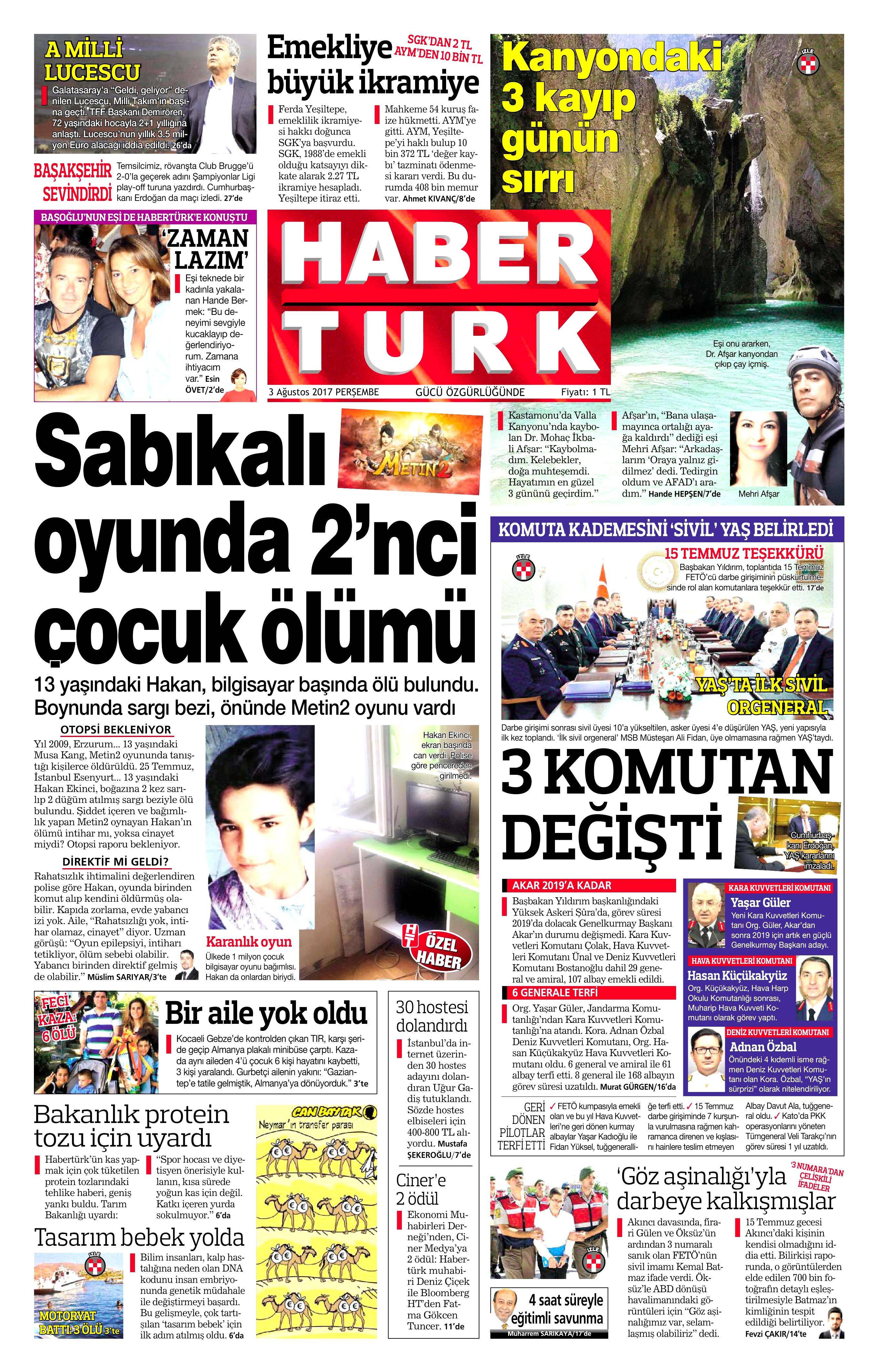 3 Ağustos 2017 gazete manşetleri - 9