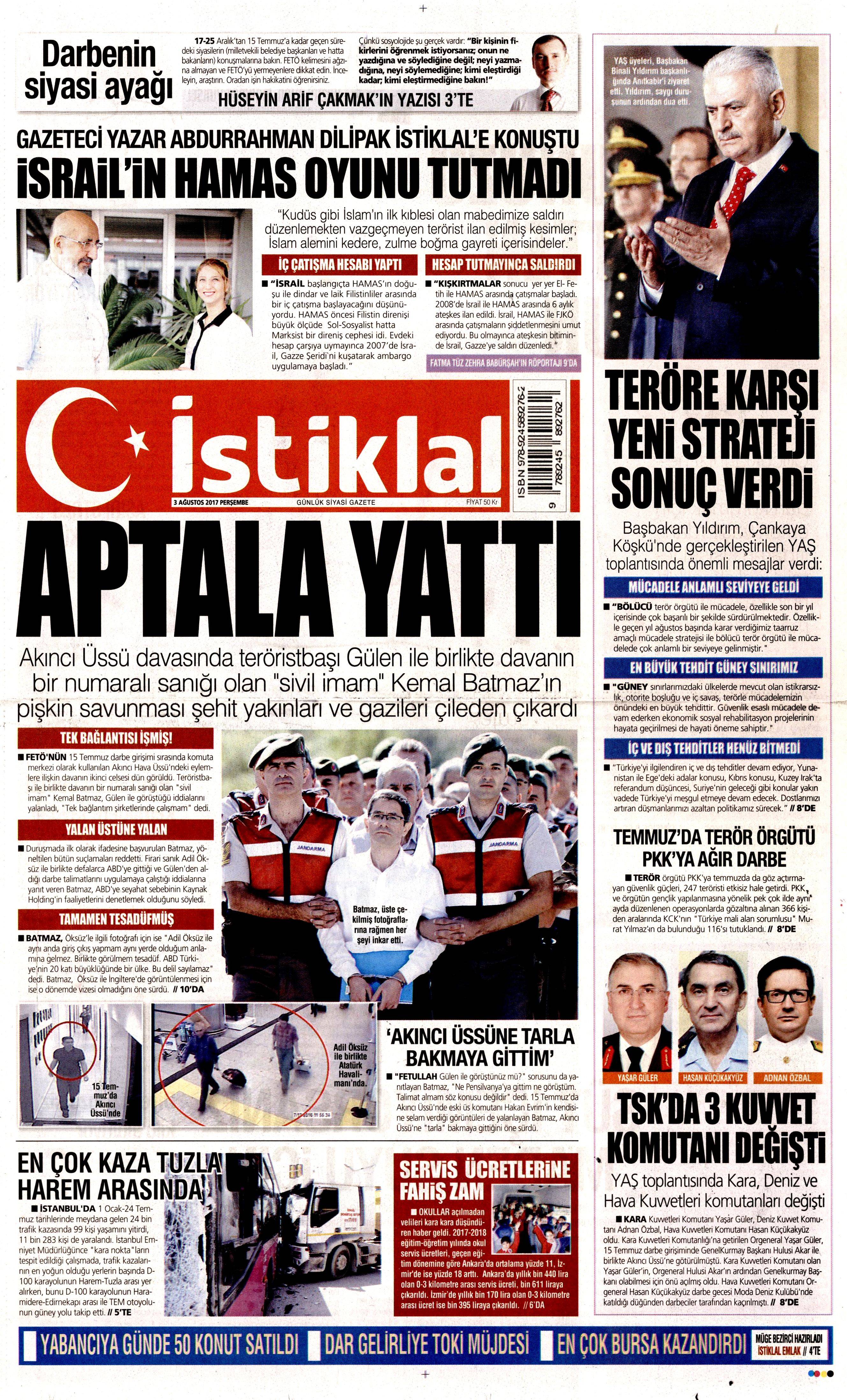 3 Ağustos 2017 gazete manşetleri - 12