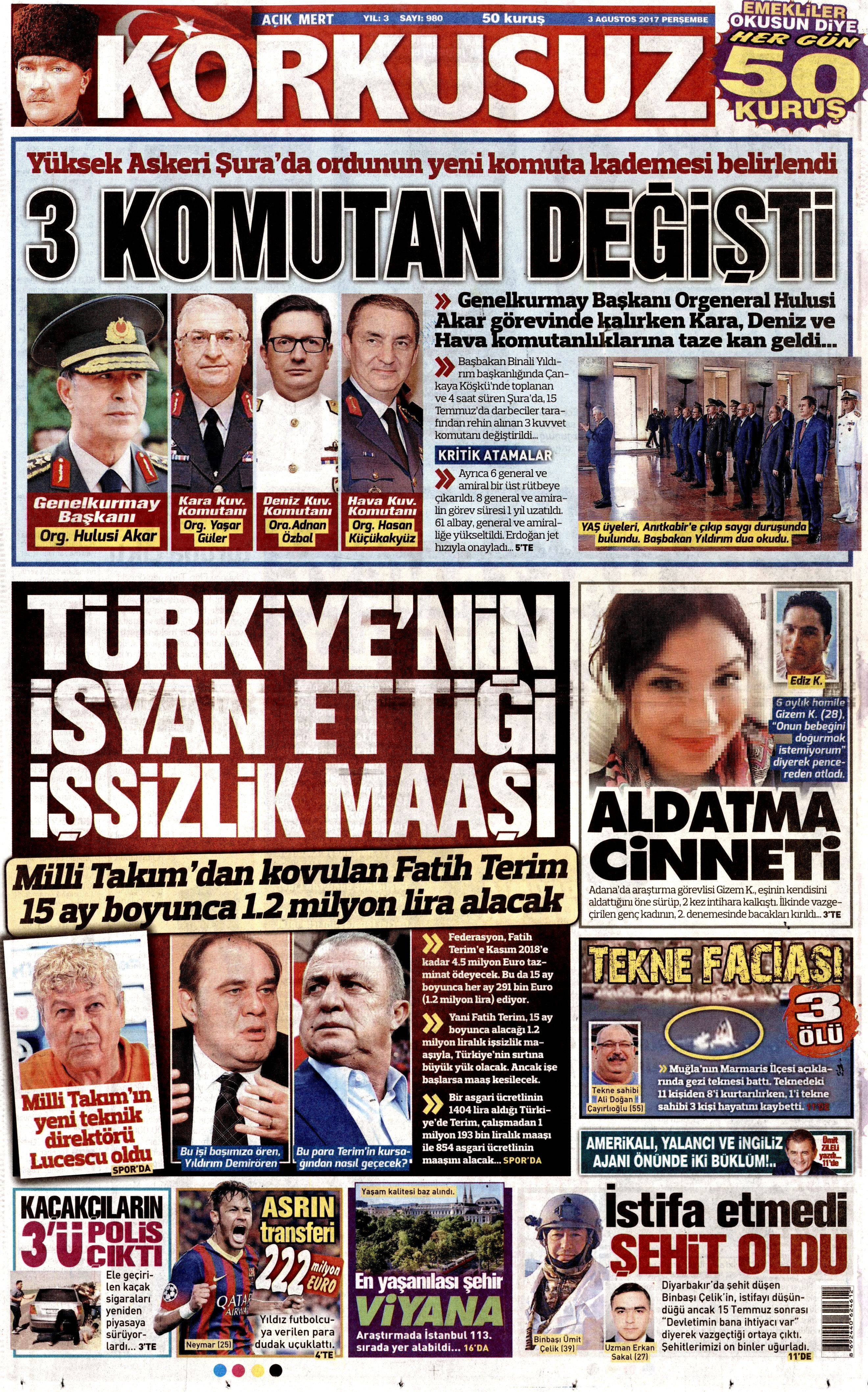 3 Ağustos 2017 gazete manşetleri - 14