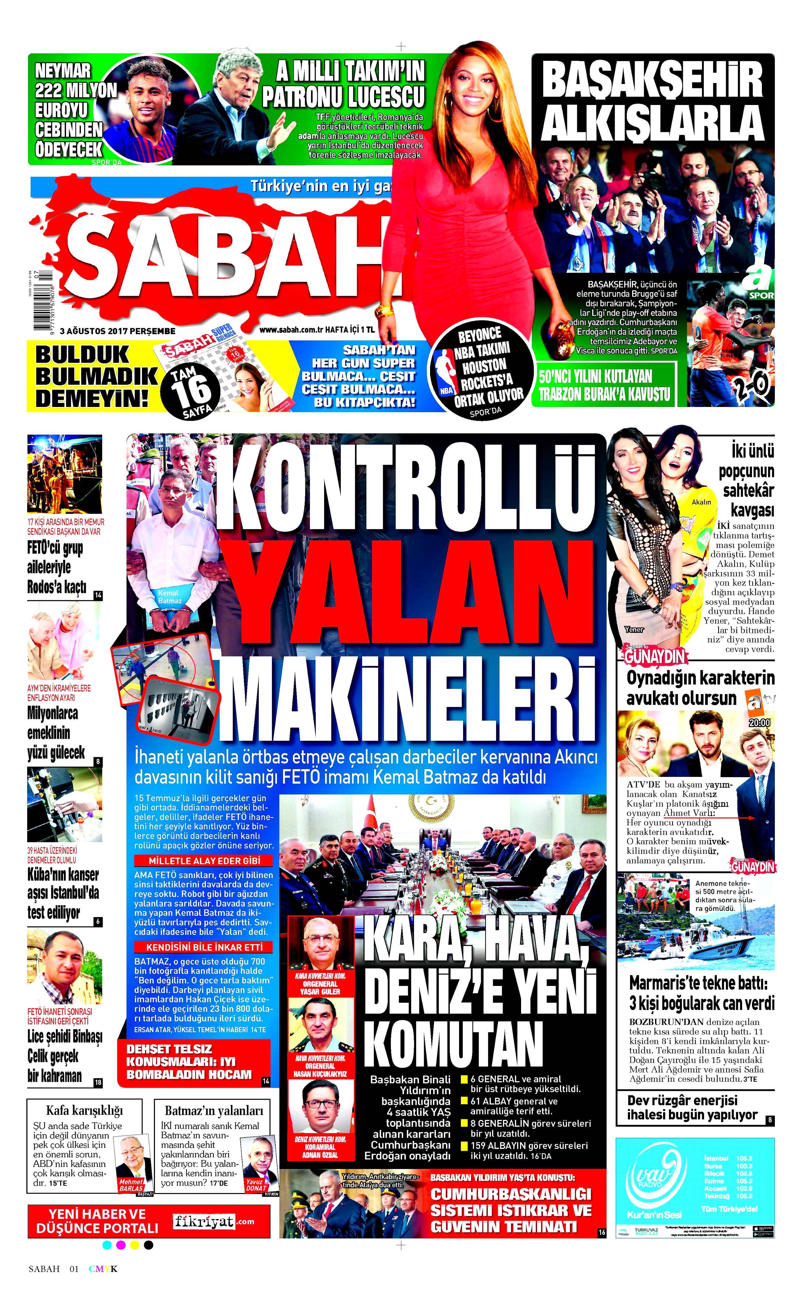 3 Ağustos 2017 gazete manşetleri - 20