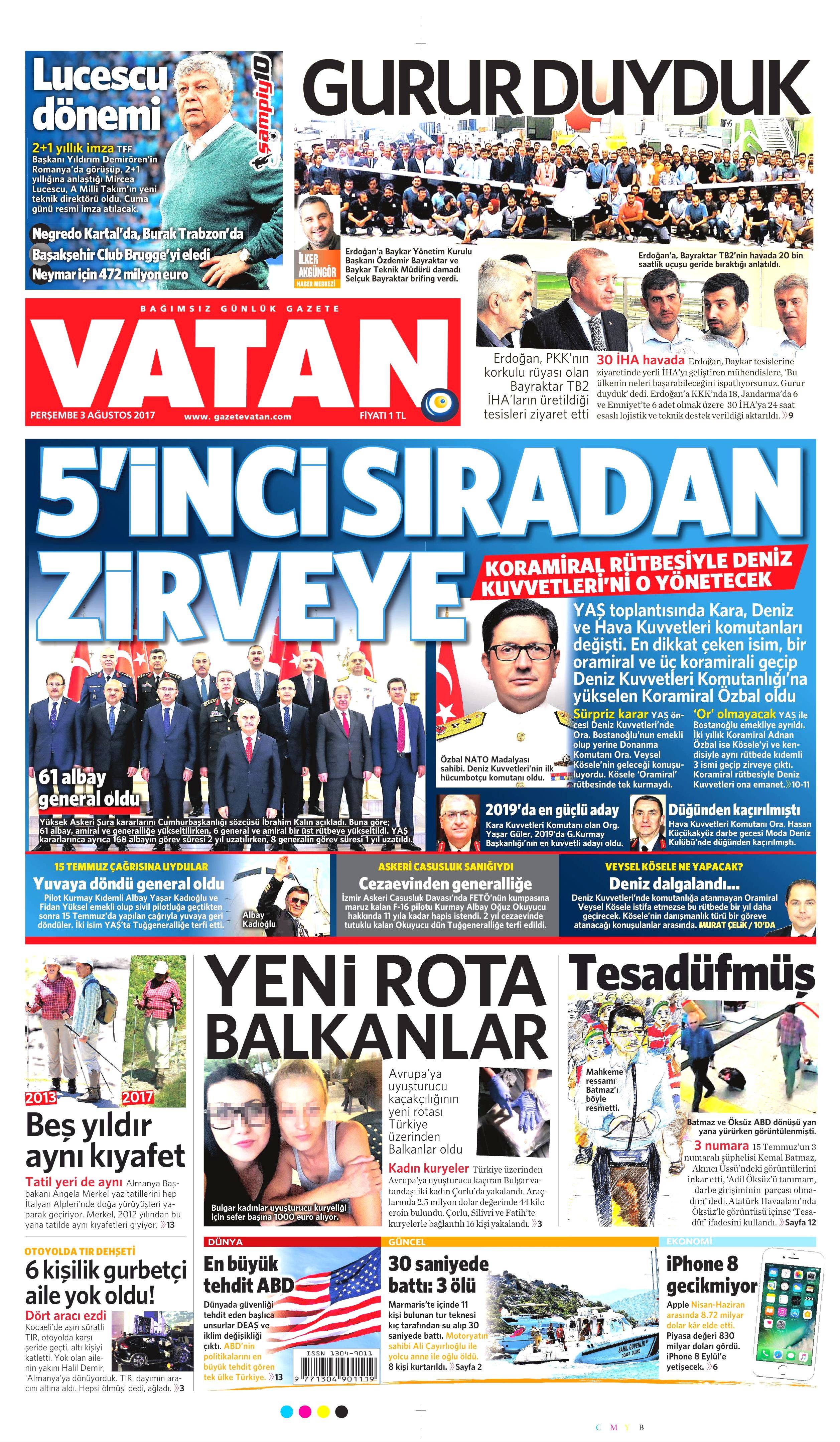 3 Ağustos 2017 gazete manşetleri - 25