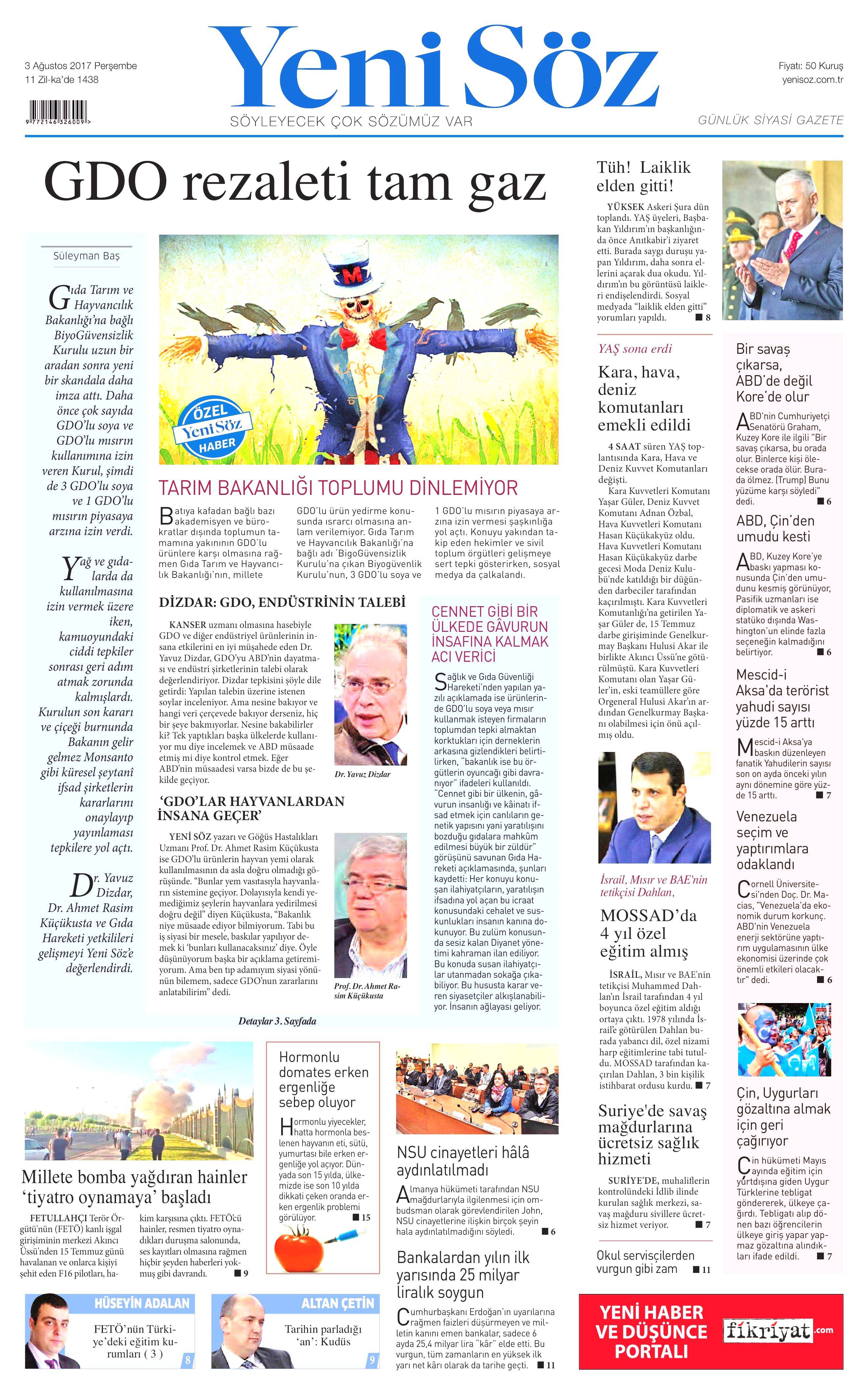 3 Ağustos 2017 gazete manşetleri - 29