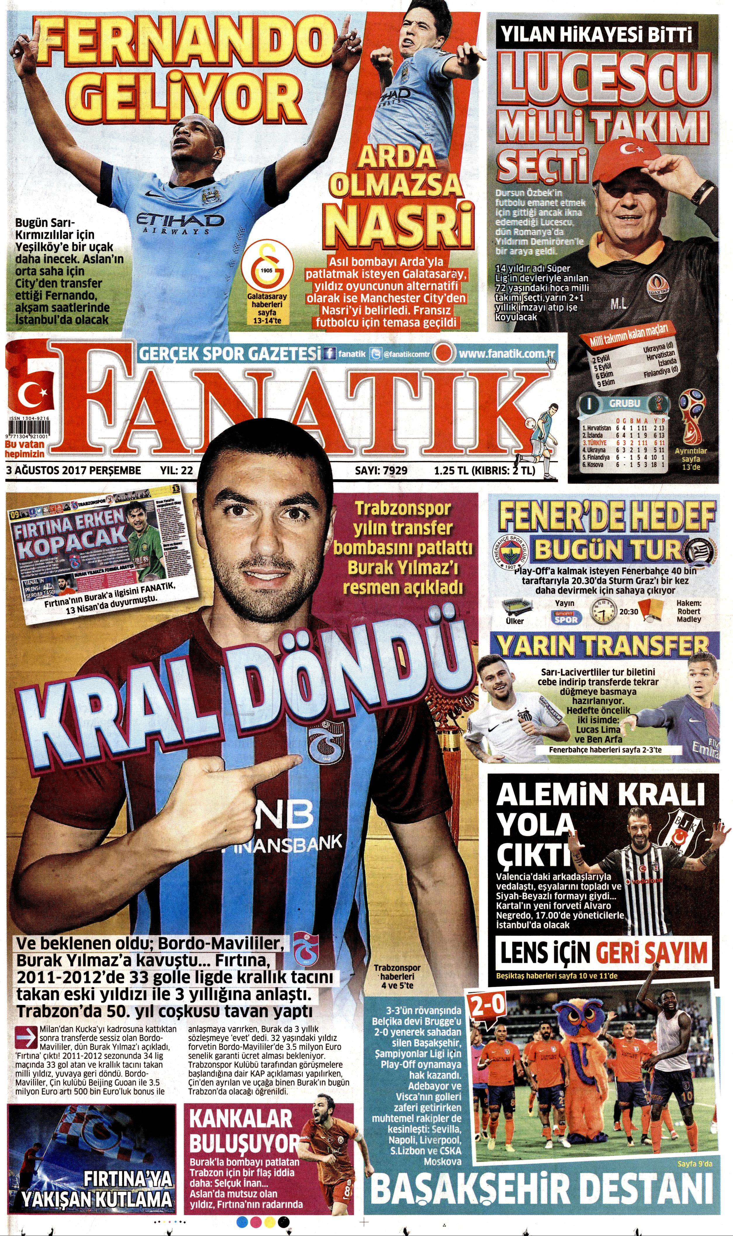 3 Ağustos 2017 gazete manşetleri - 33