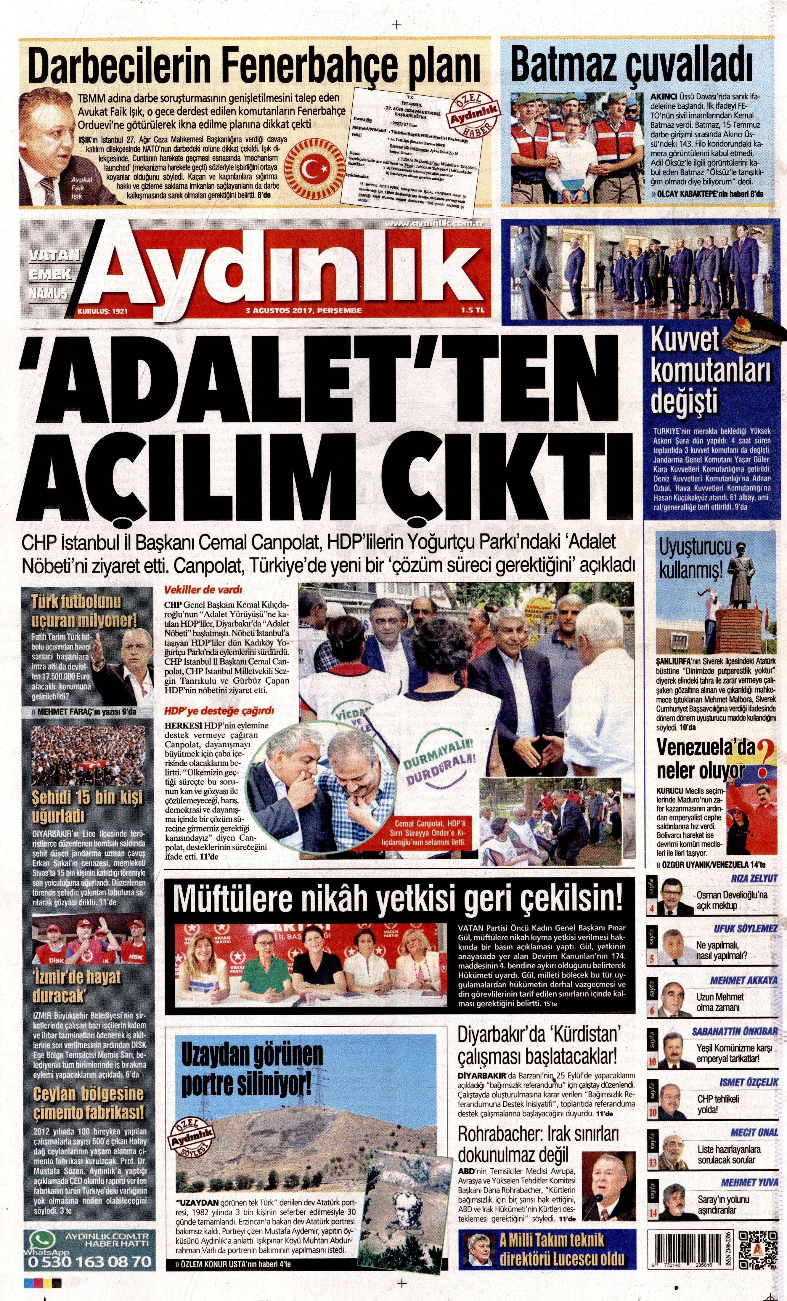3 Ağustos 2017 gazete manşetleri - 35