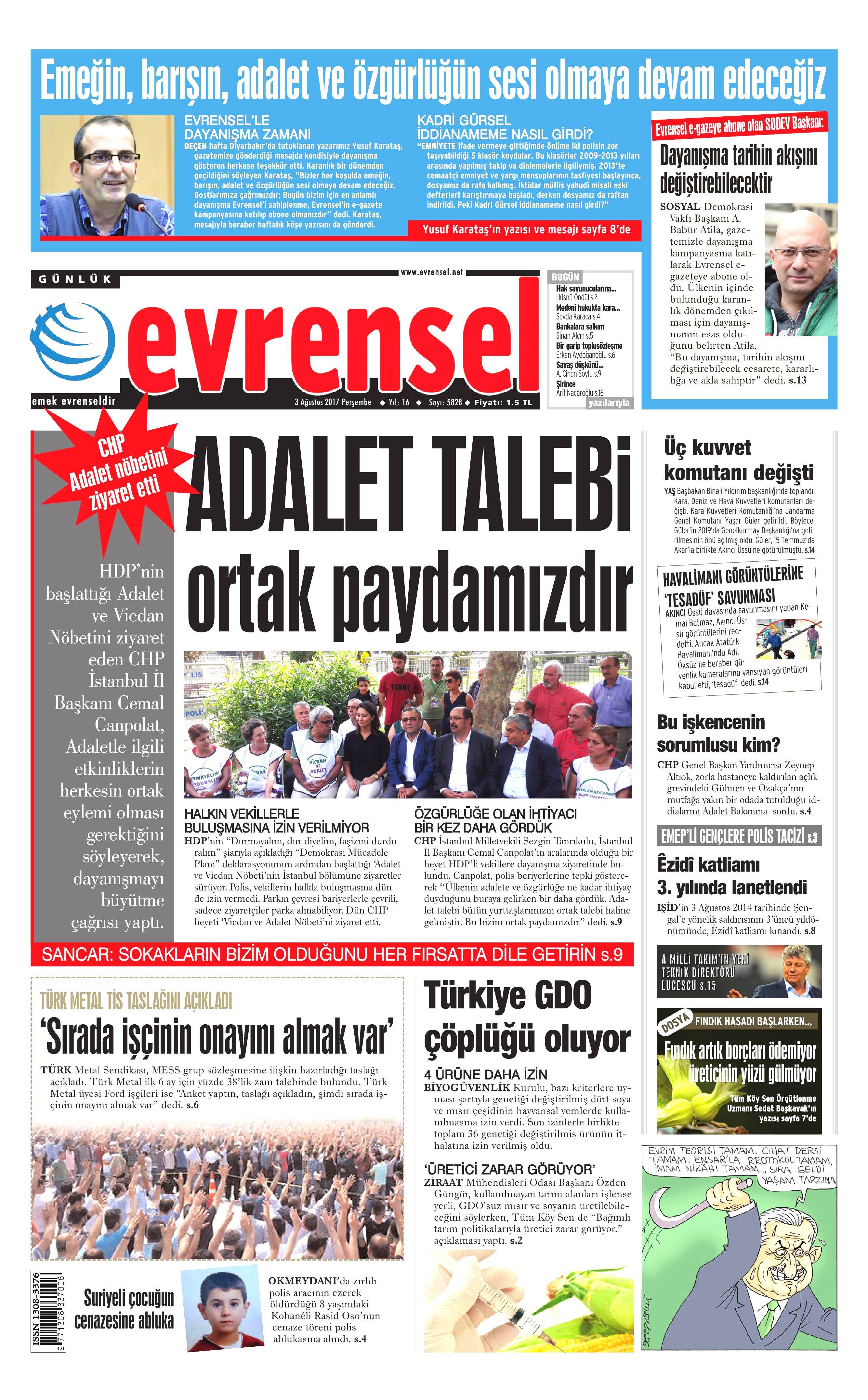 3 Ağustos 2017 gazete manşetleri - 38