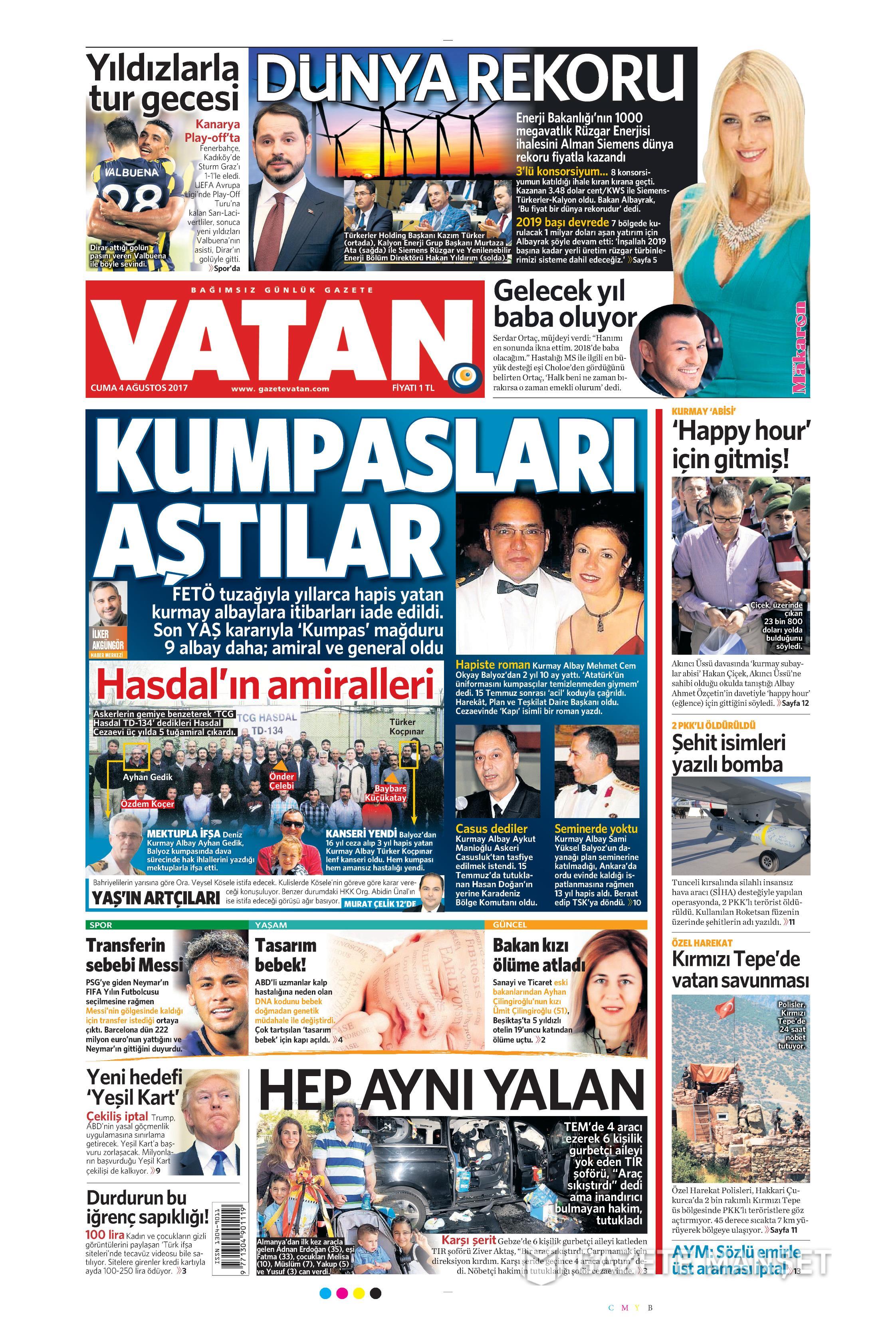 4 Ağustos 2017 gazete manşetleri - 24