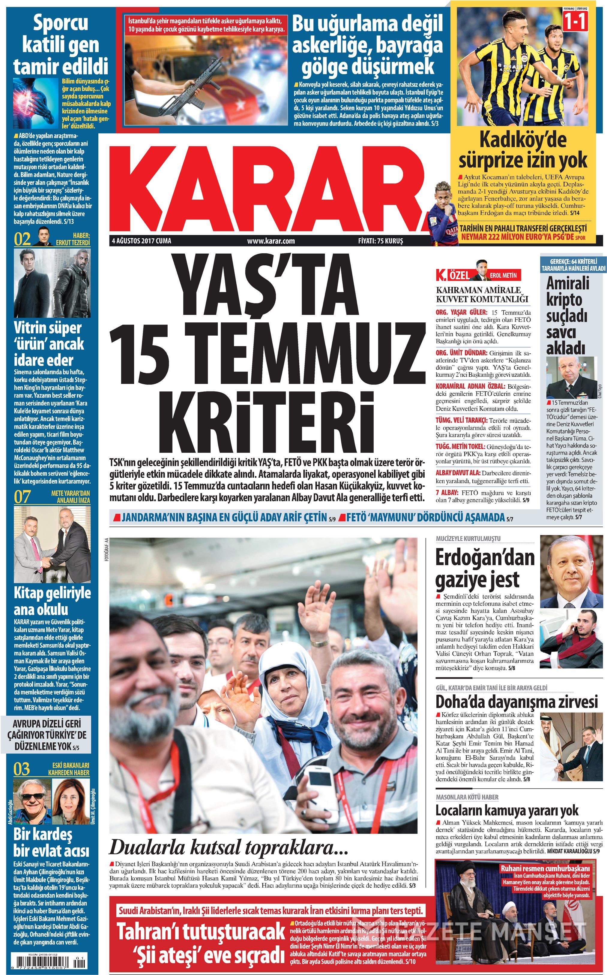4 Ağustos 2017 gazete manşetleri - 13
