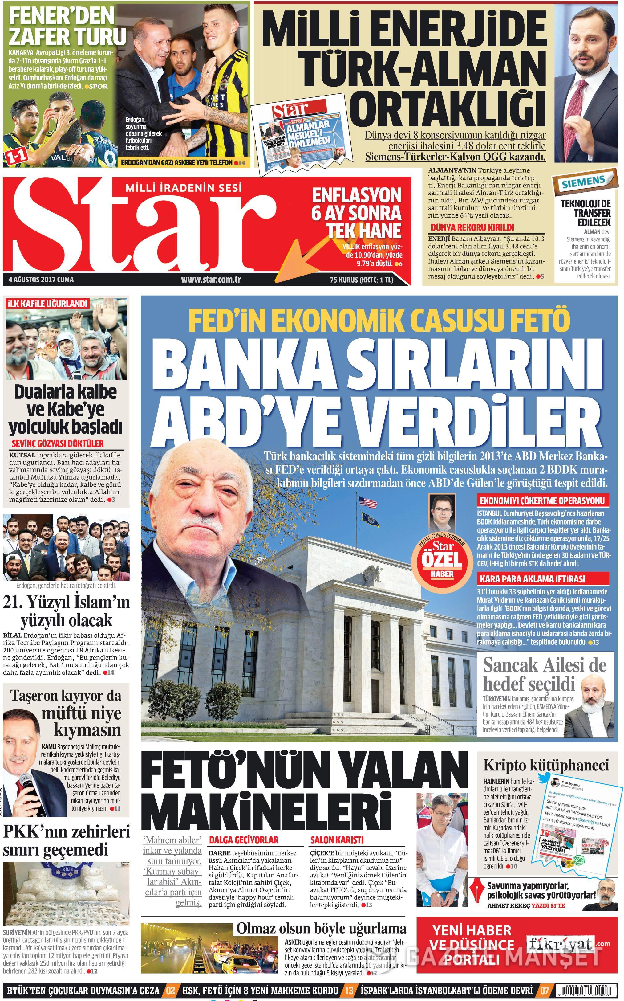 4 Ağustos 2017 gazete manşetleri - 20