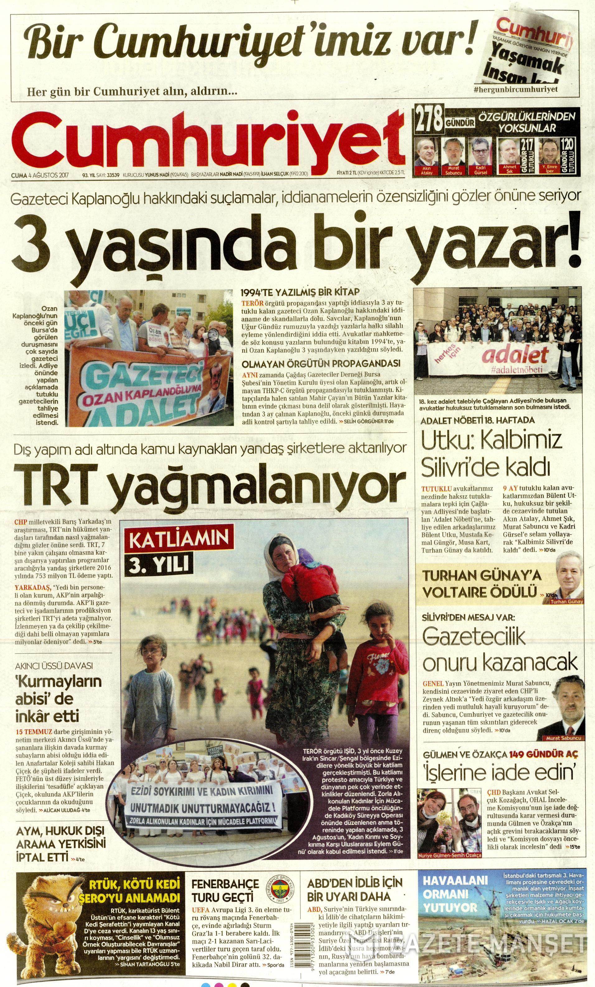 4 Ağustos 2017 gazete manşetleri - 35