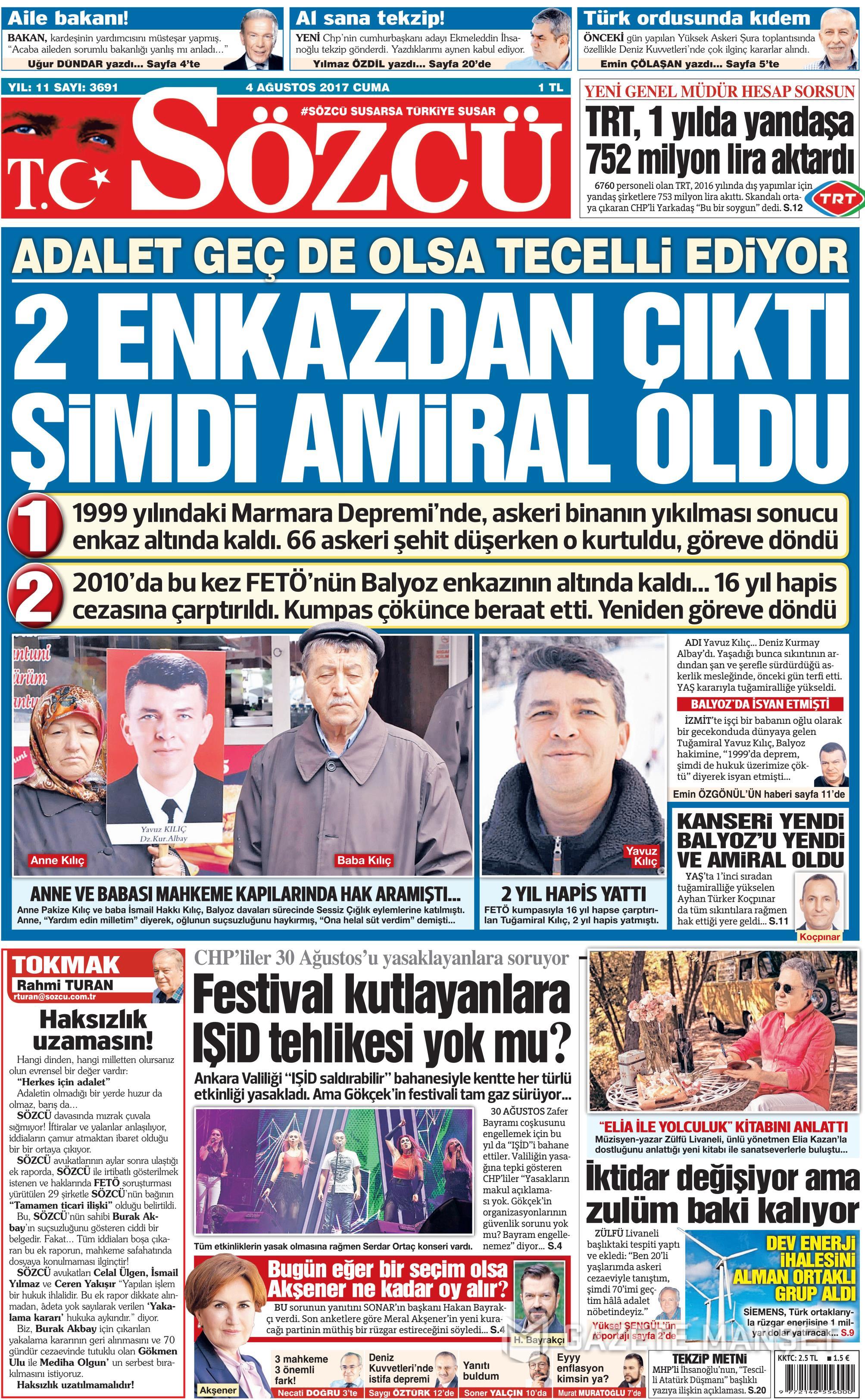 4 Ağustos 2017 gazete manşetleri - 21