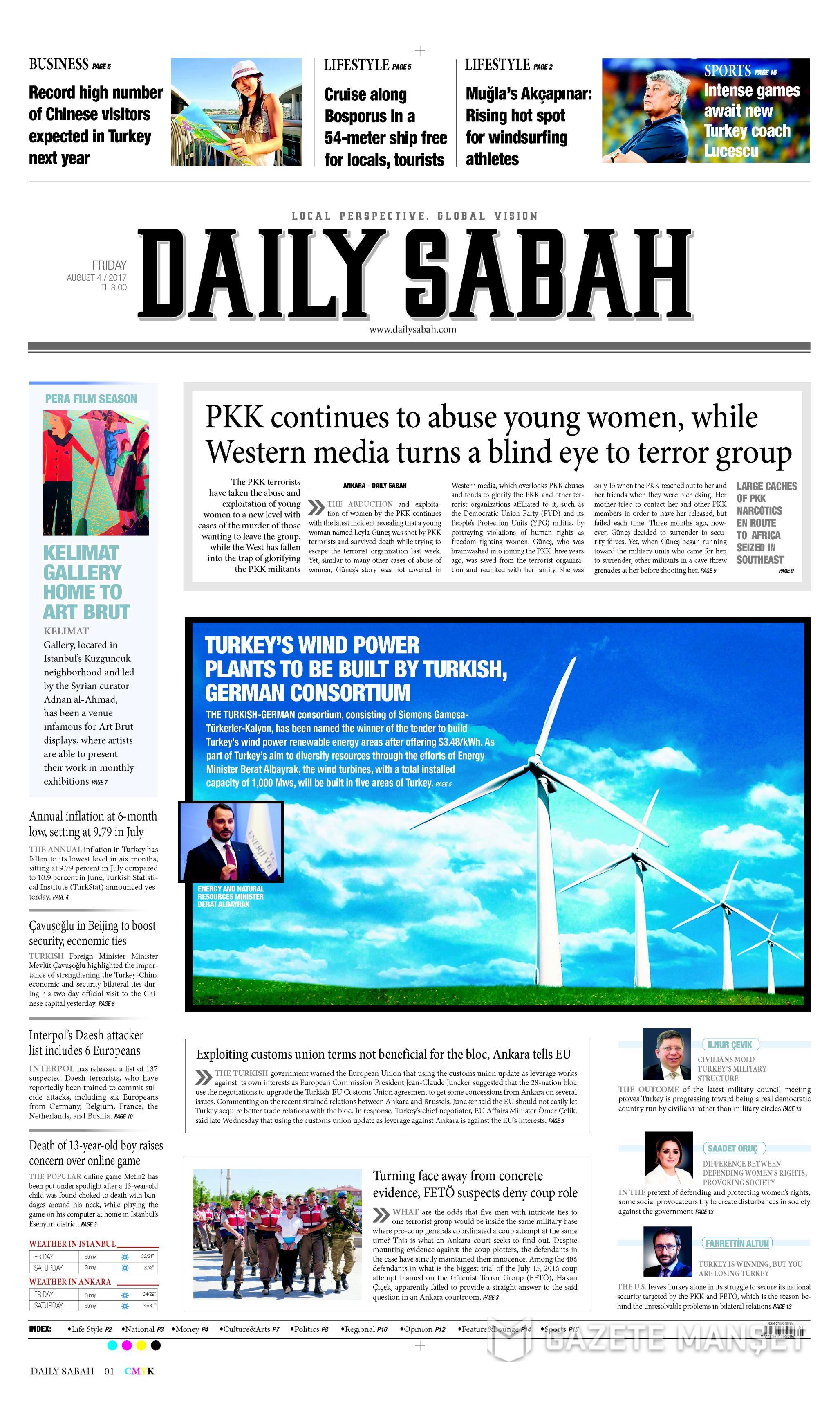 4 Ağustos 2017 gazete manşetleri - 4