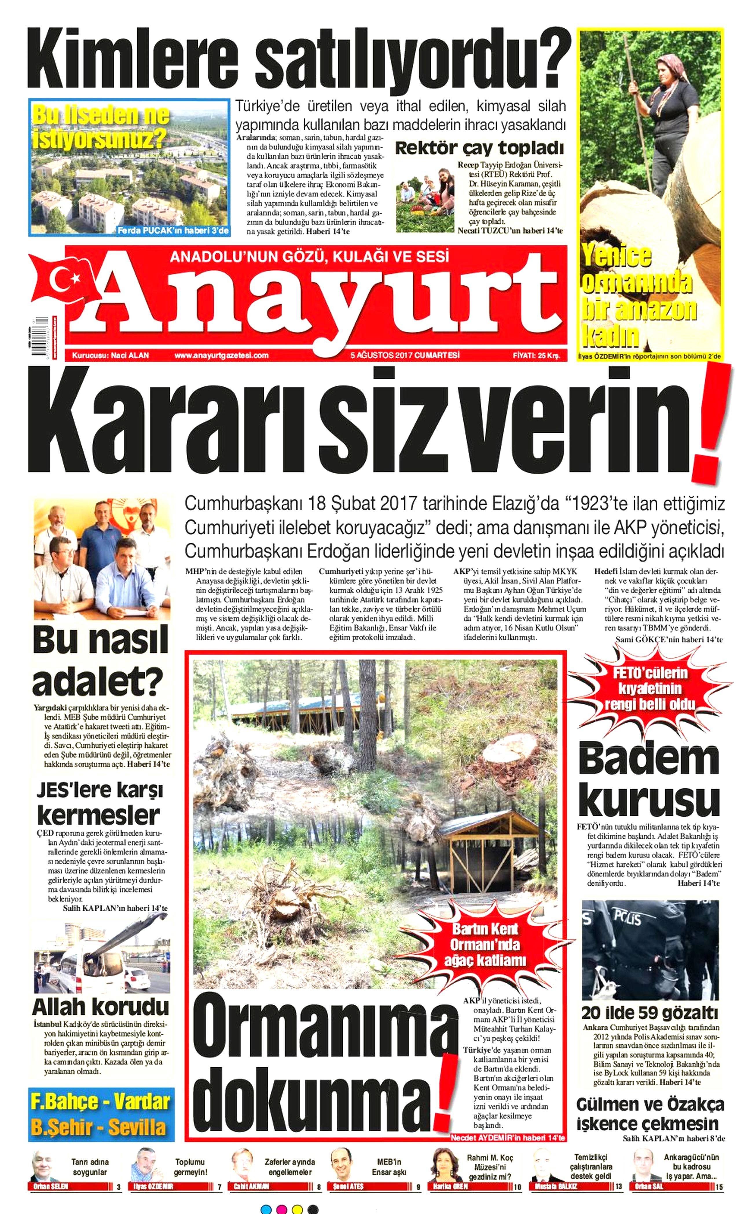 5 Ağustos 2017 gazete manşetleri - 3