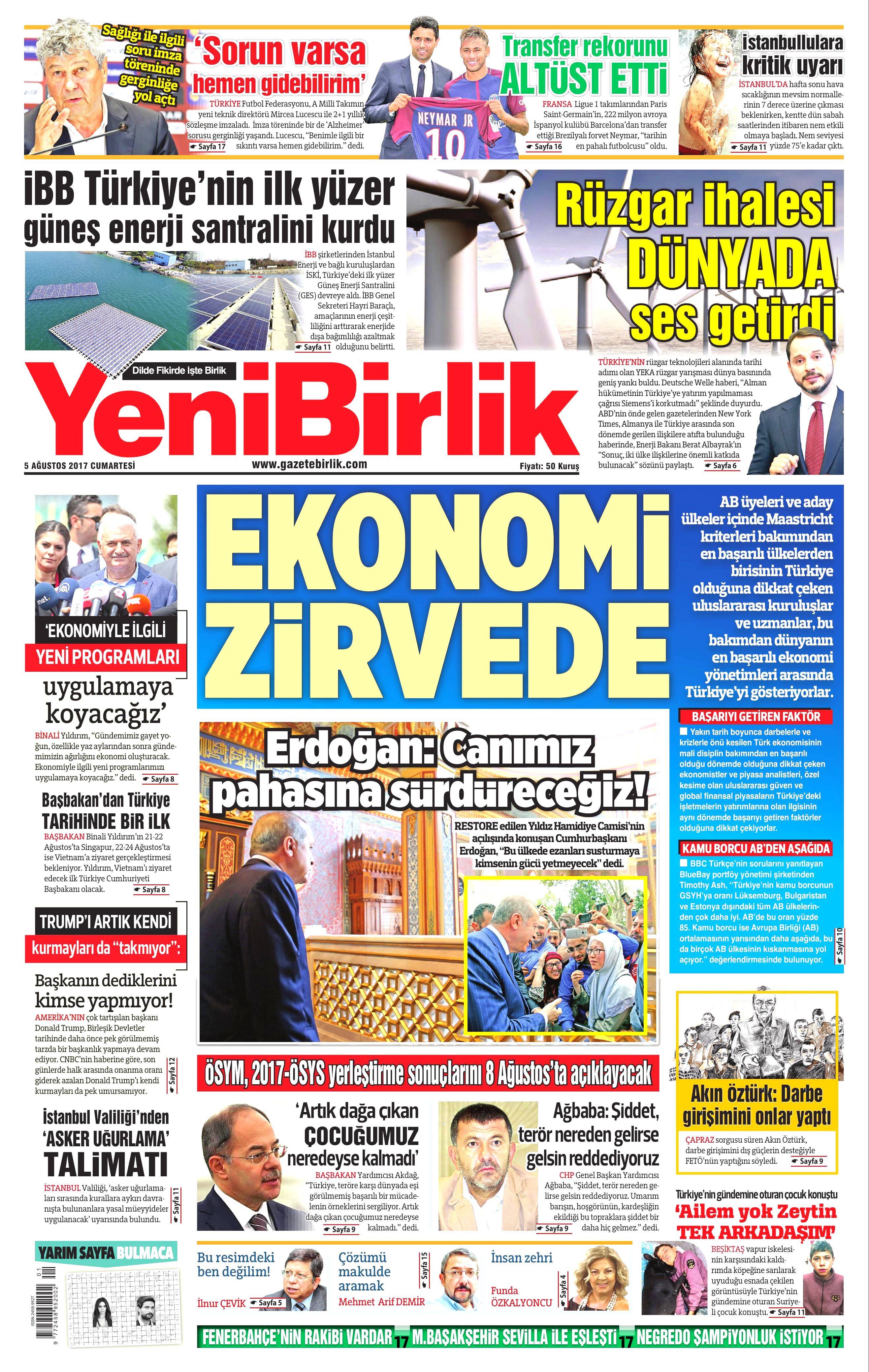 5 Ağustos 2017 gazete manşetleri - 30