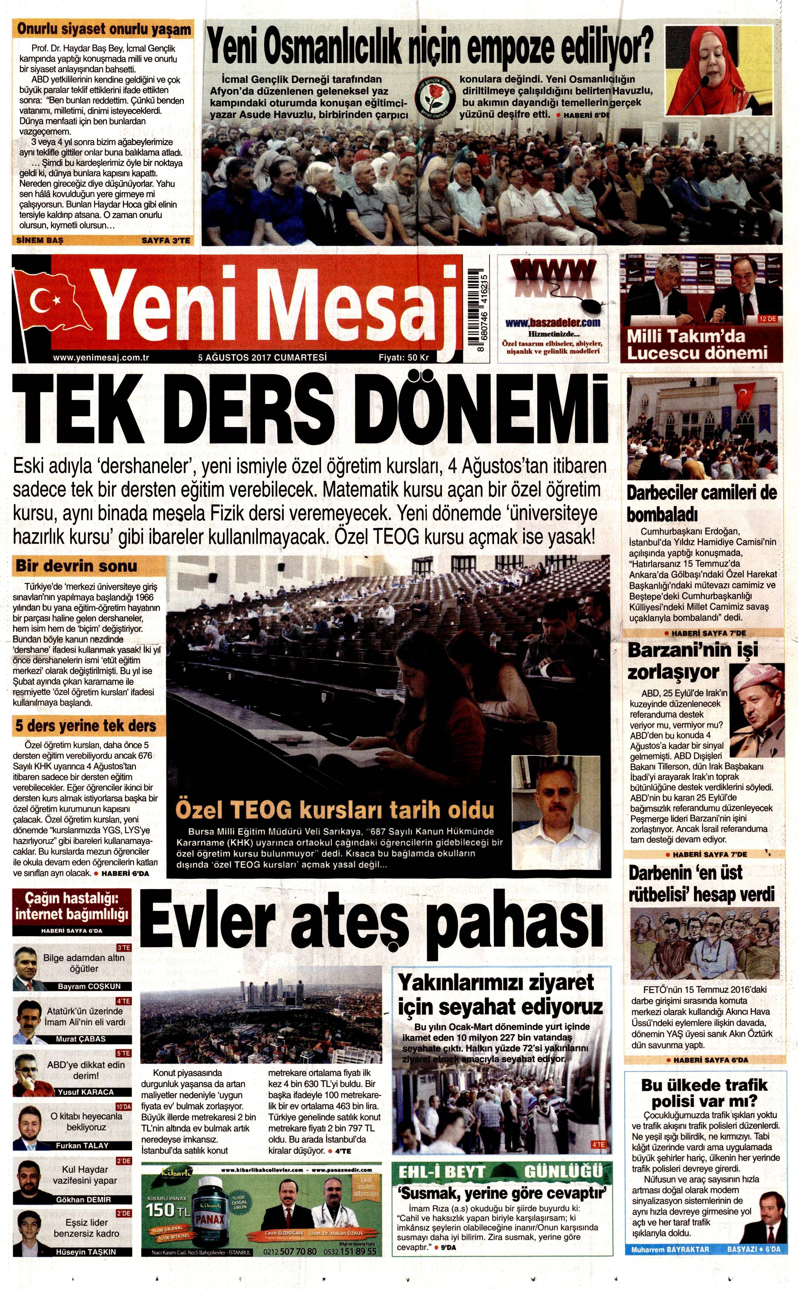 5 Ağustos 2017 gazete manşetleri - 26