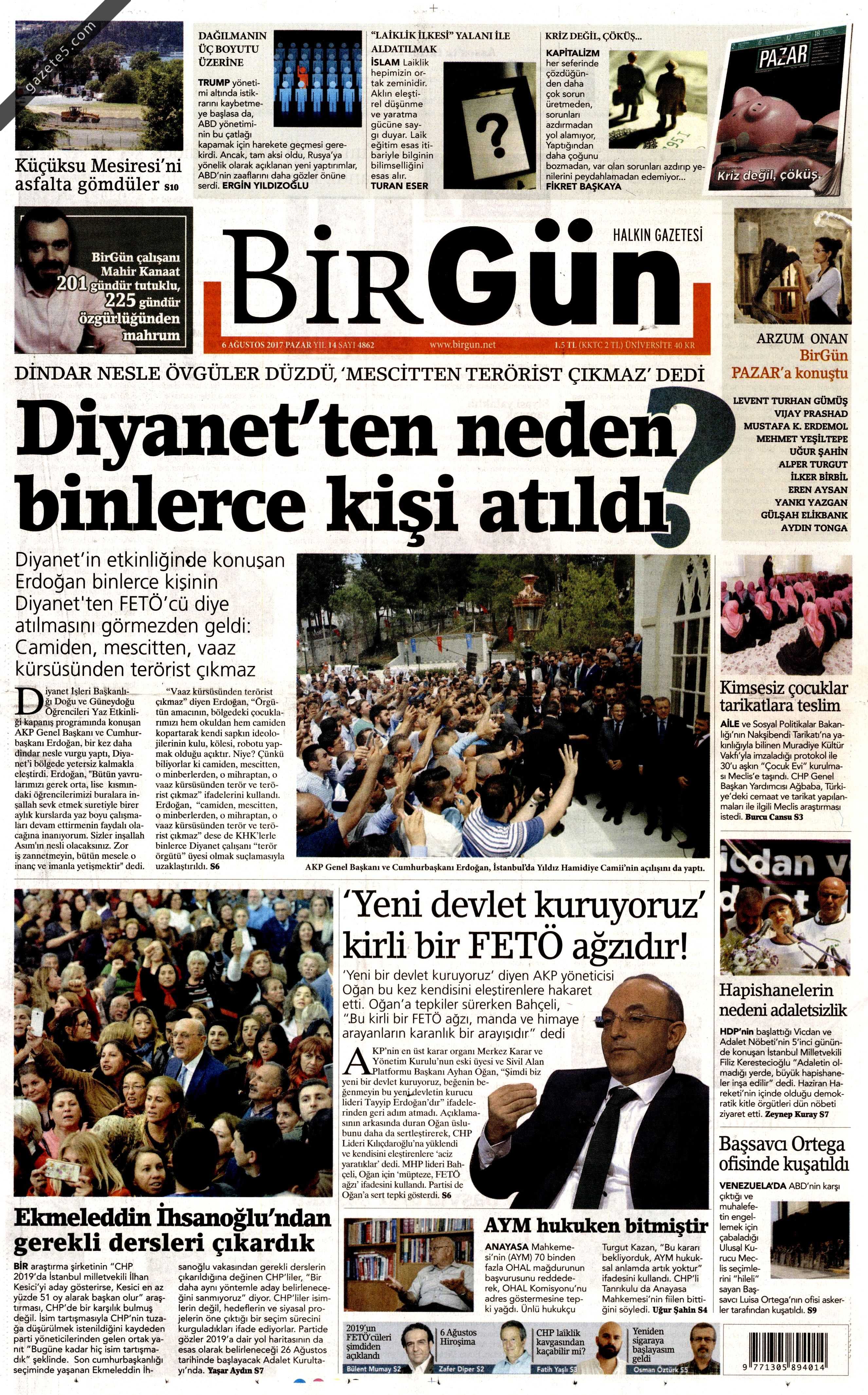 6 Ağustos 2017 gazete manşetleri - 32