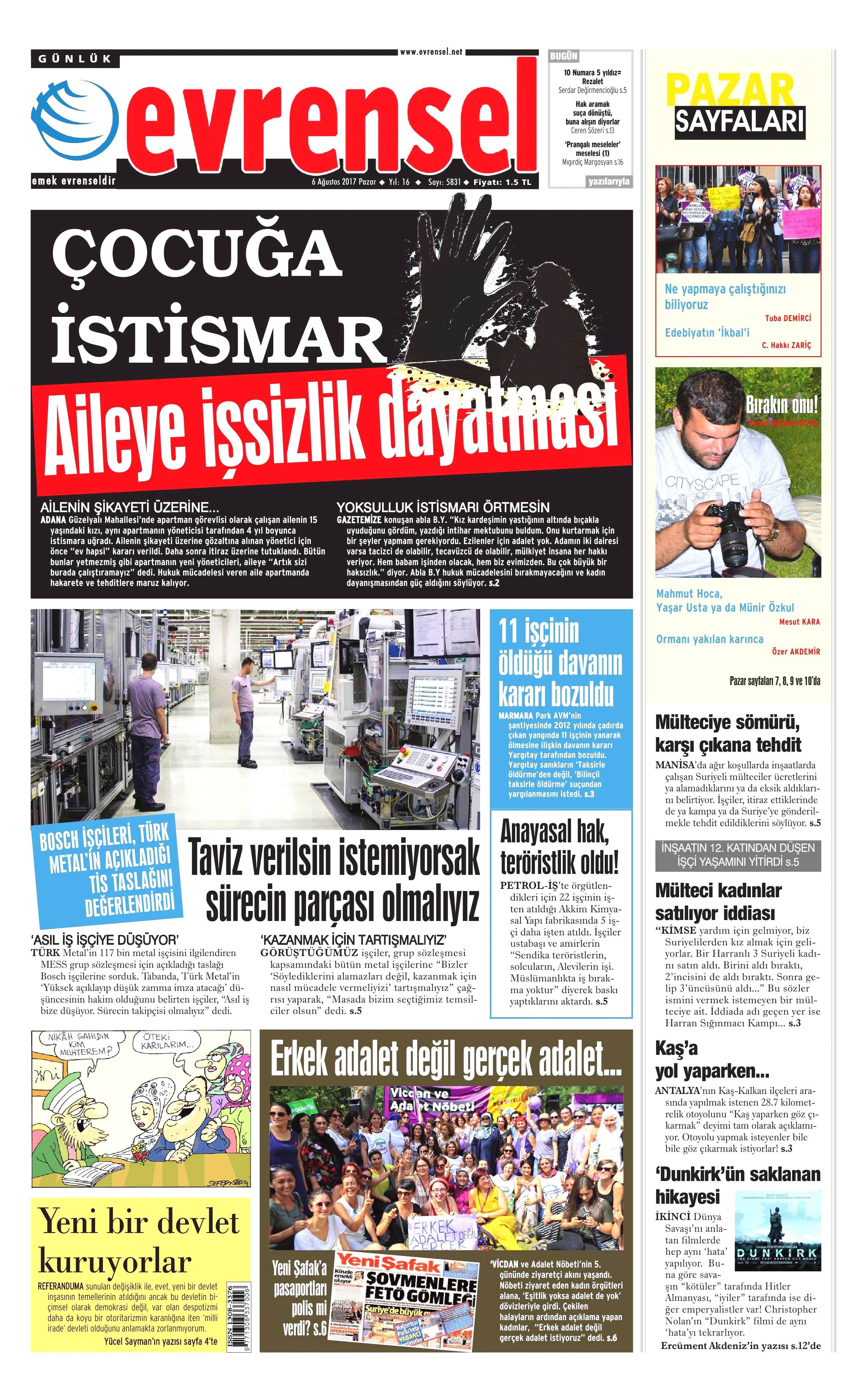 6 Ağustos 2017 gazete manşetleri - 34