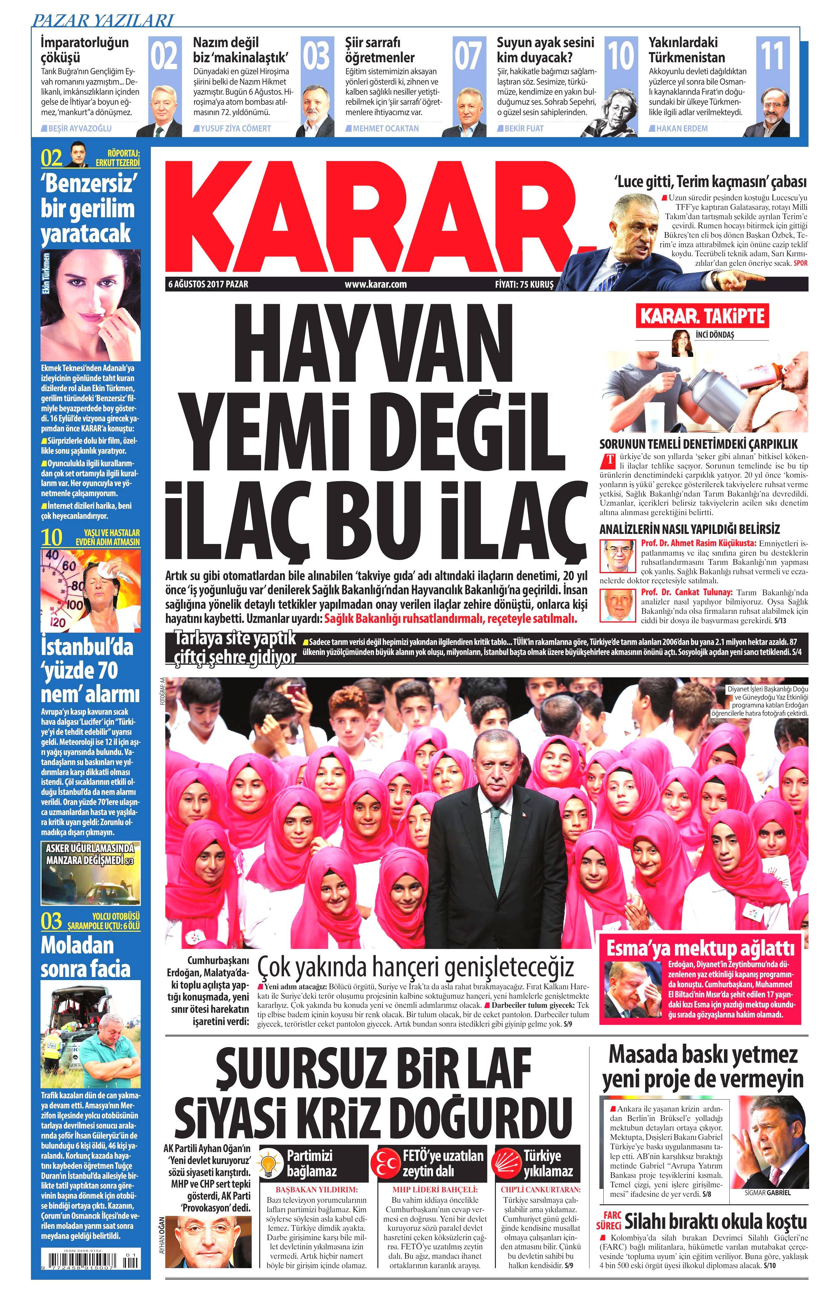 6 Ağustos 2017 gazete manşetleri - 9