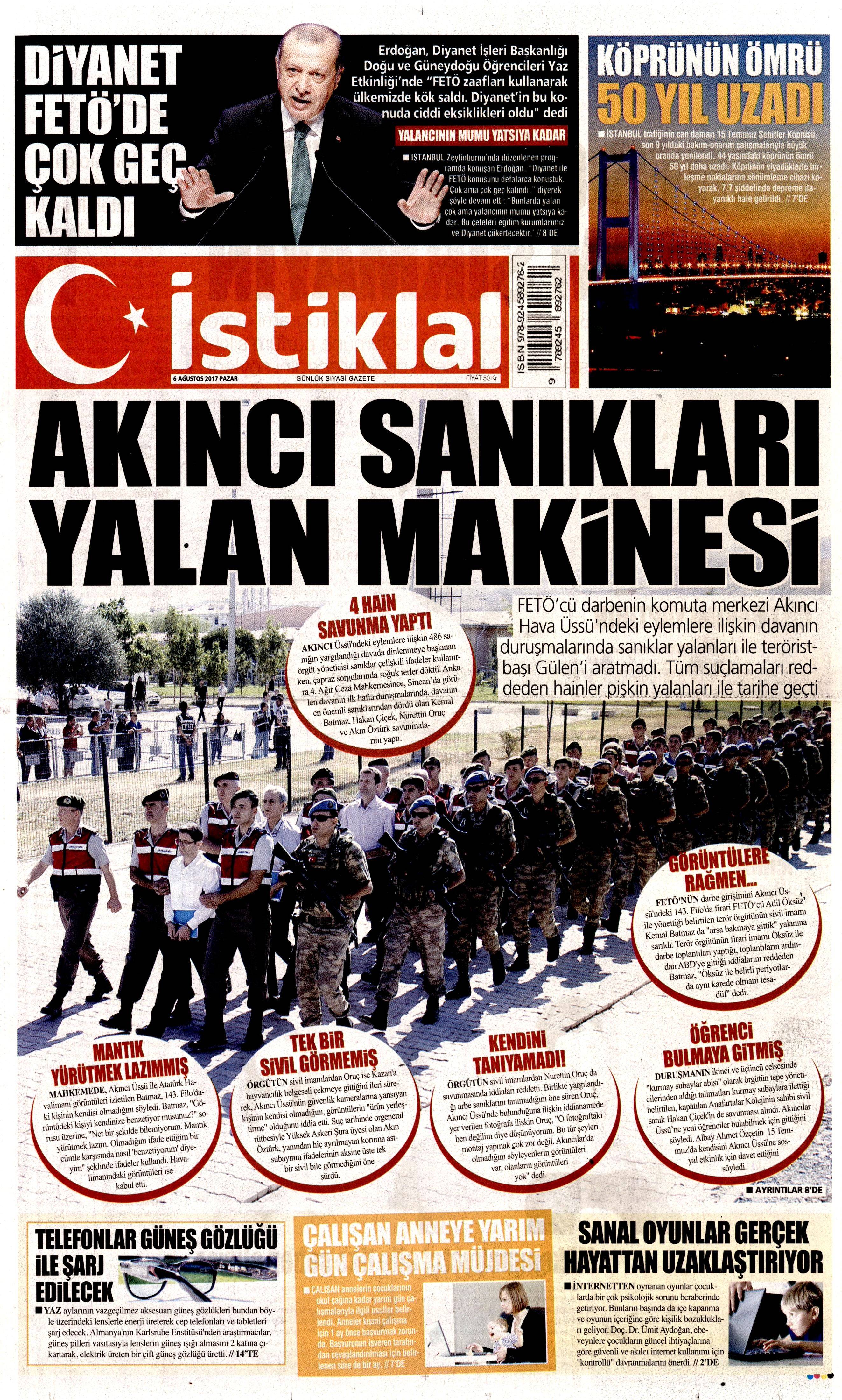 6 Ağustos 2017 gazete manşetleri - 8